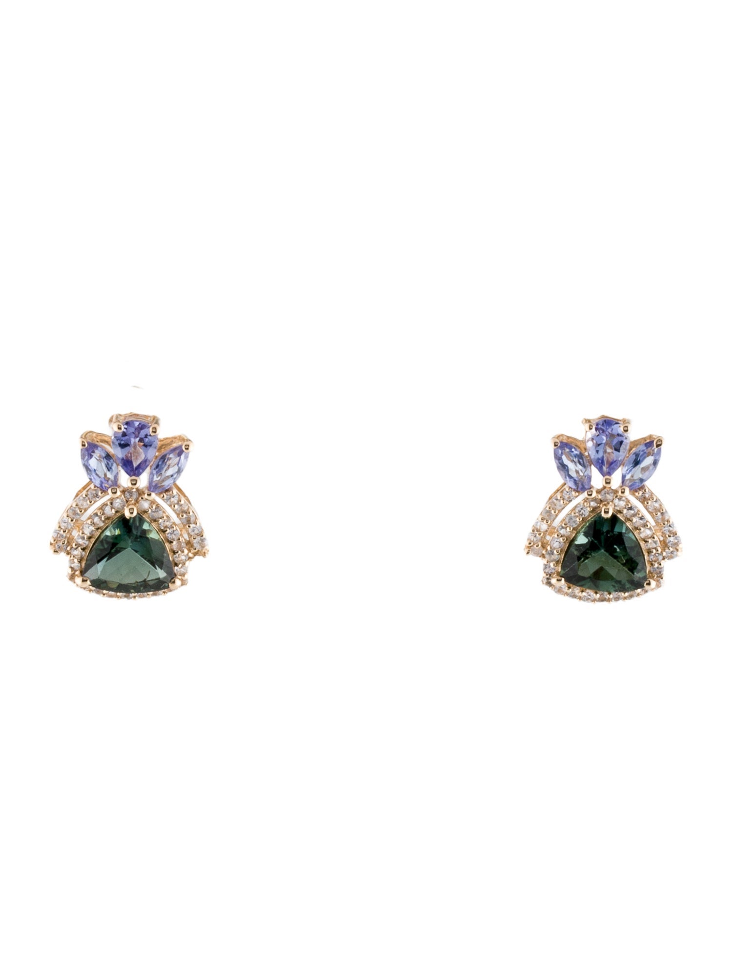 Earrings 14K 1.44ctw Tourmaline, Tanzanite & Sapphire Stud Earrings