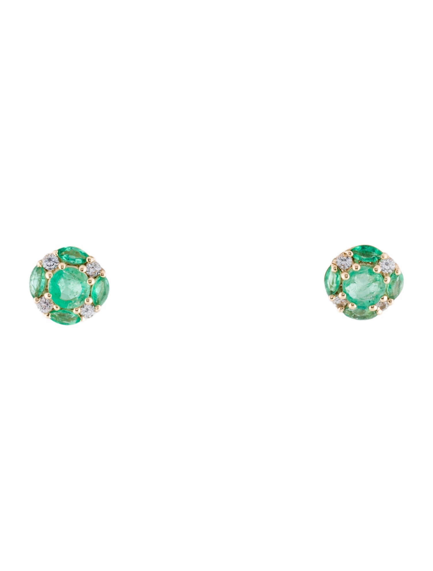 Earrings 14K Emerald & Sapphire Stud Earrings