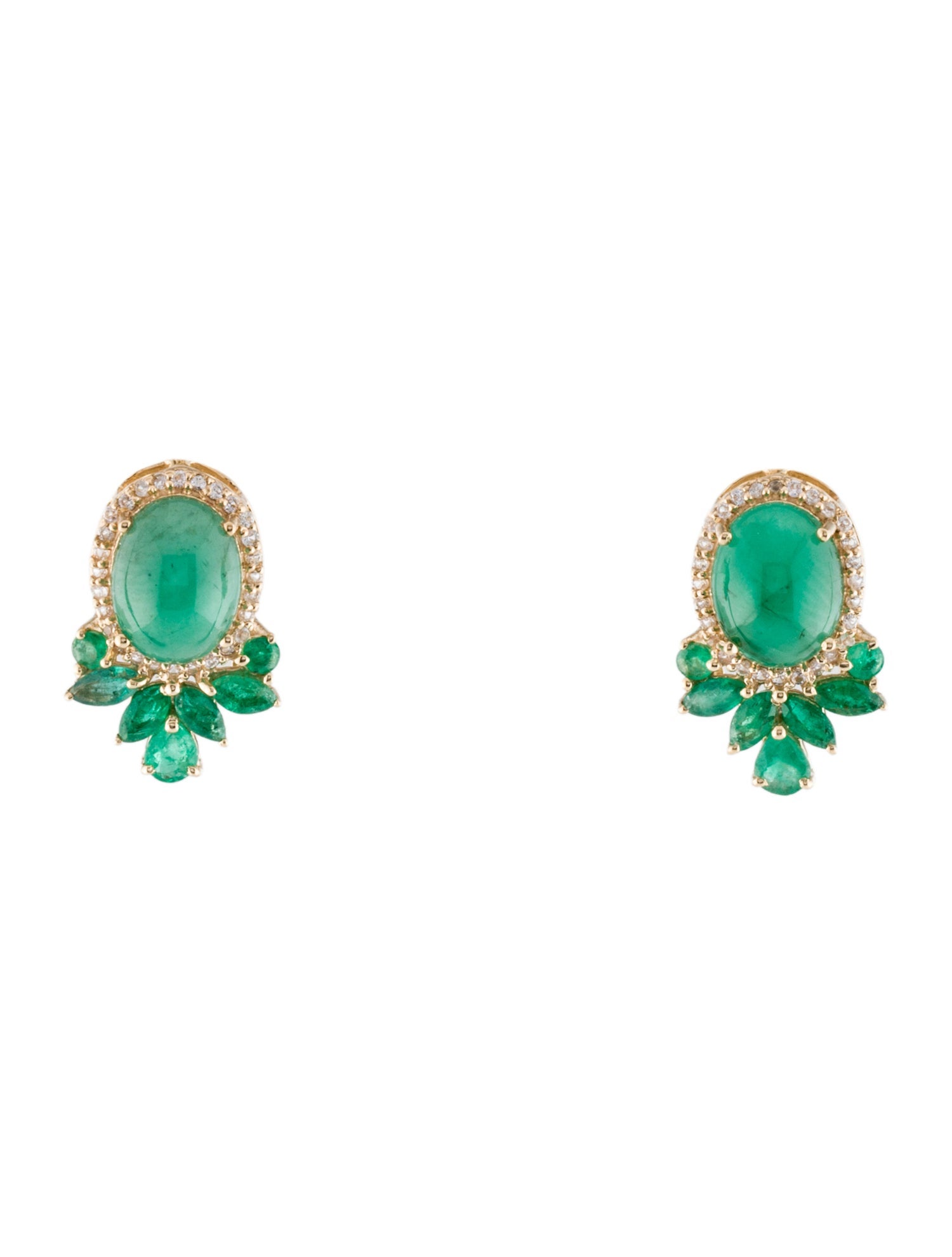 Earrings 14K 3.69ctw Emerald & Sapphire Drop Earrings