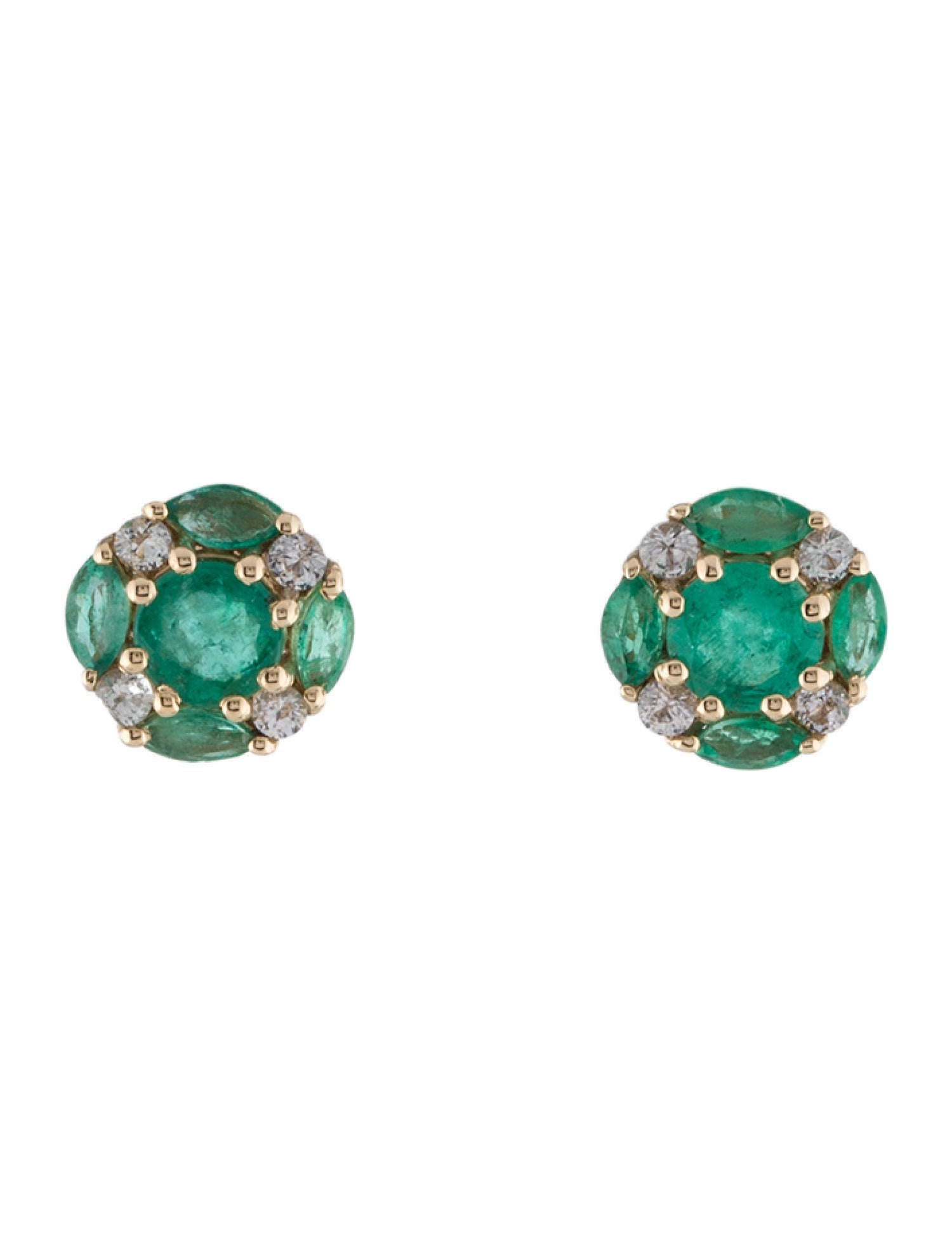 Earrings 14K Emerald & Sapphire Stud Earrings