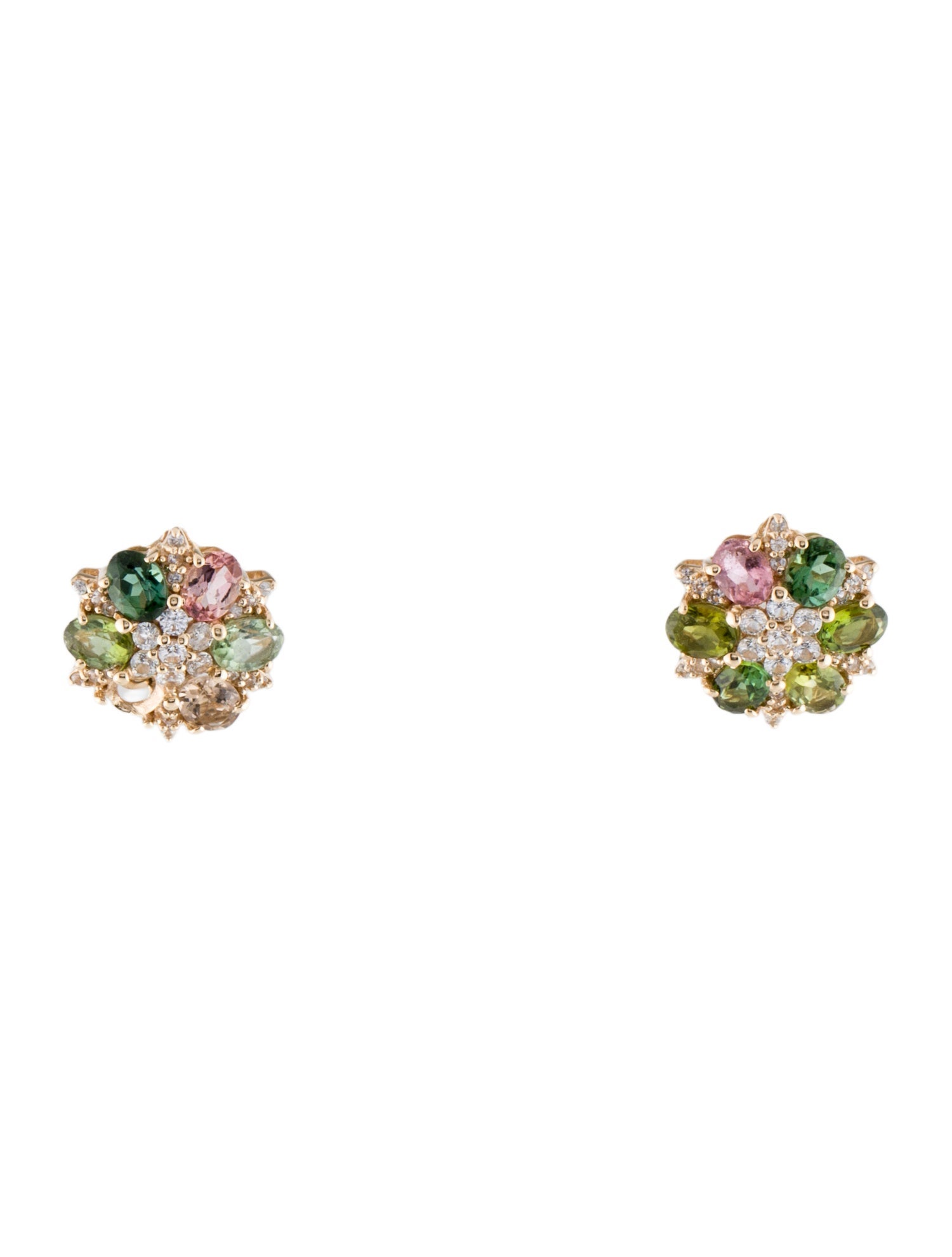 Earrings 14K Tourmaline & Sapphire Stud