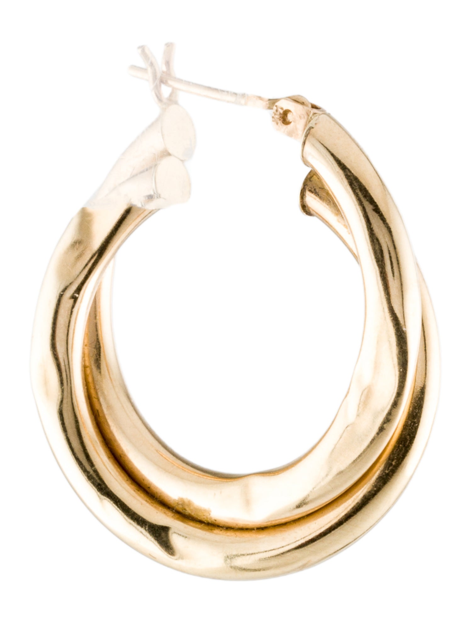 Earrings 14K Intertwined Tube Single Hoop Earring