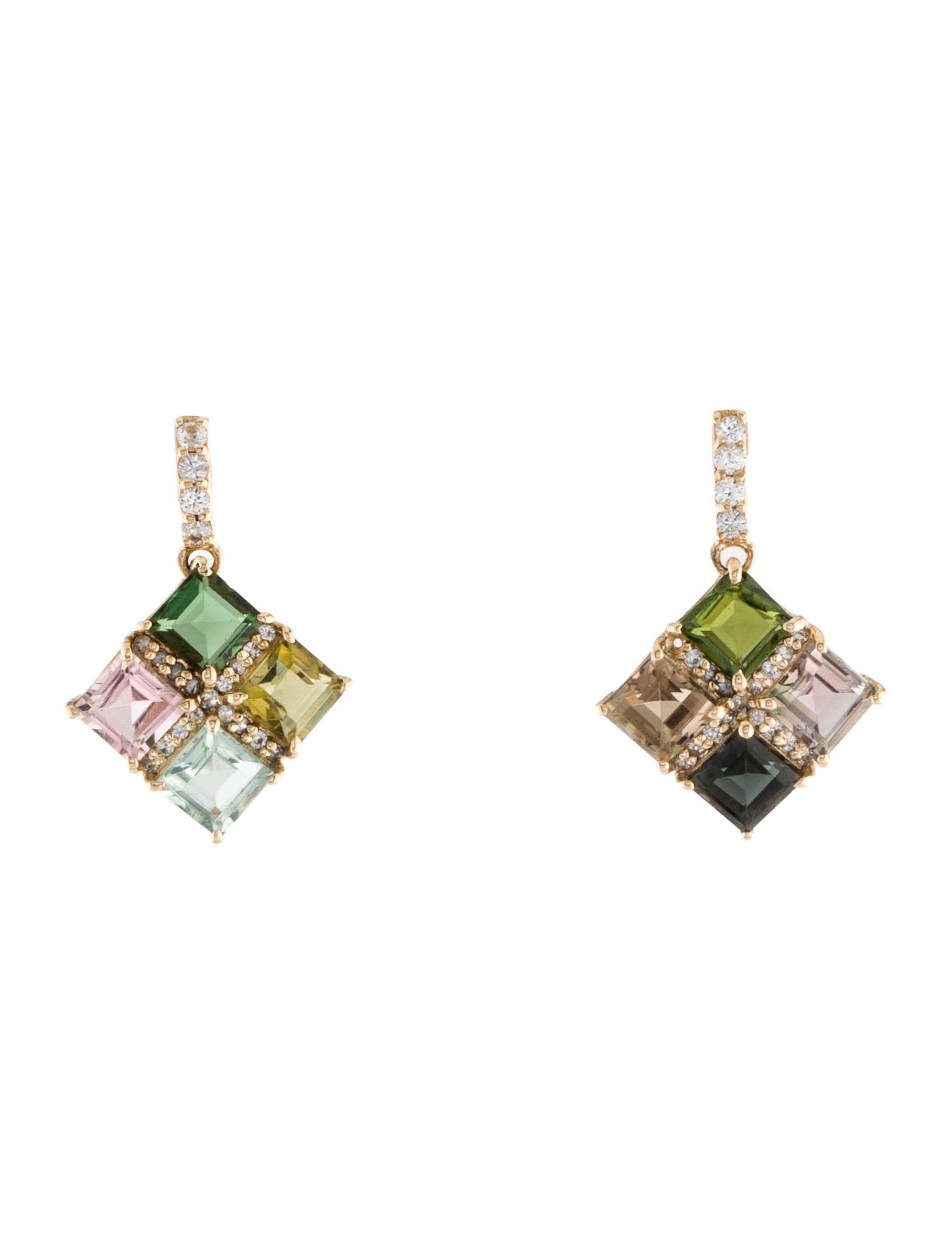 Earrings 14K 2.89ctw Tourmaline & Sapphire Drop Earrings