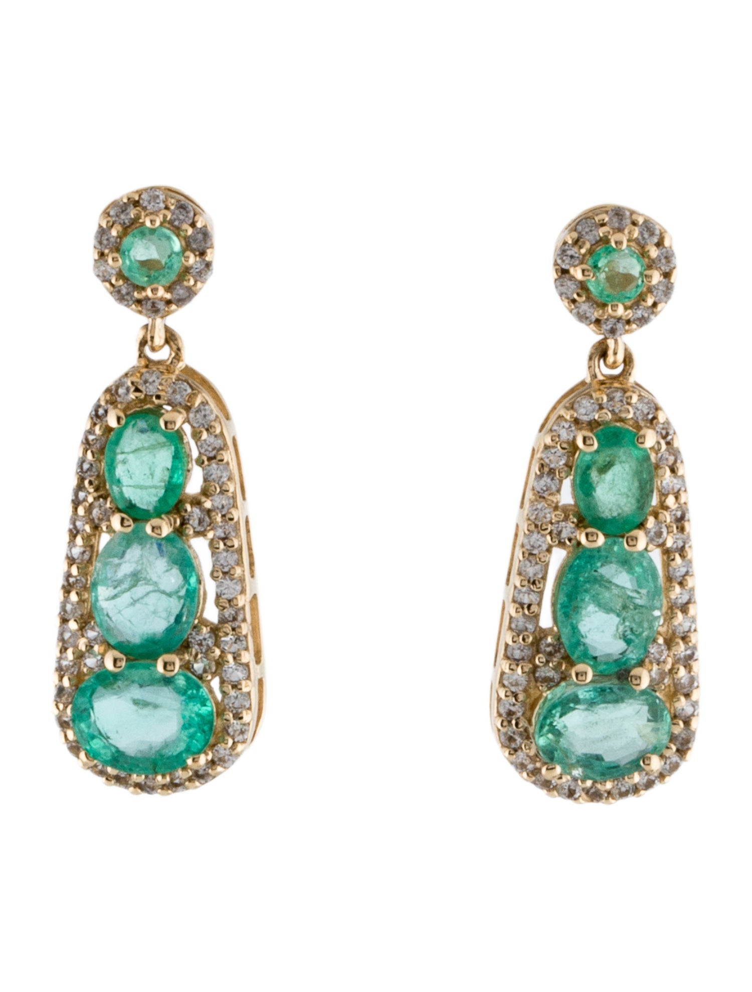 Earrings 14K 1.30ctw Emerald & Sapphire Drop Earrings