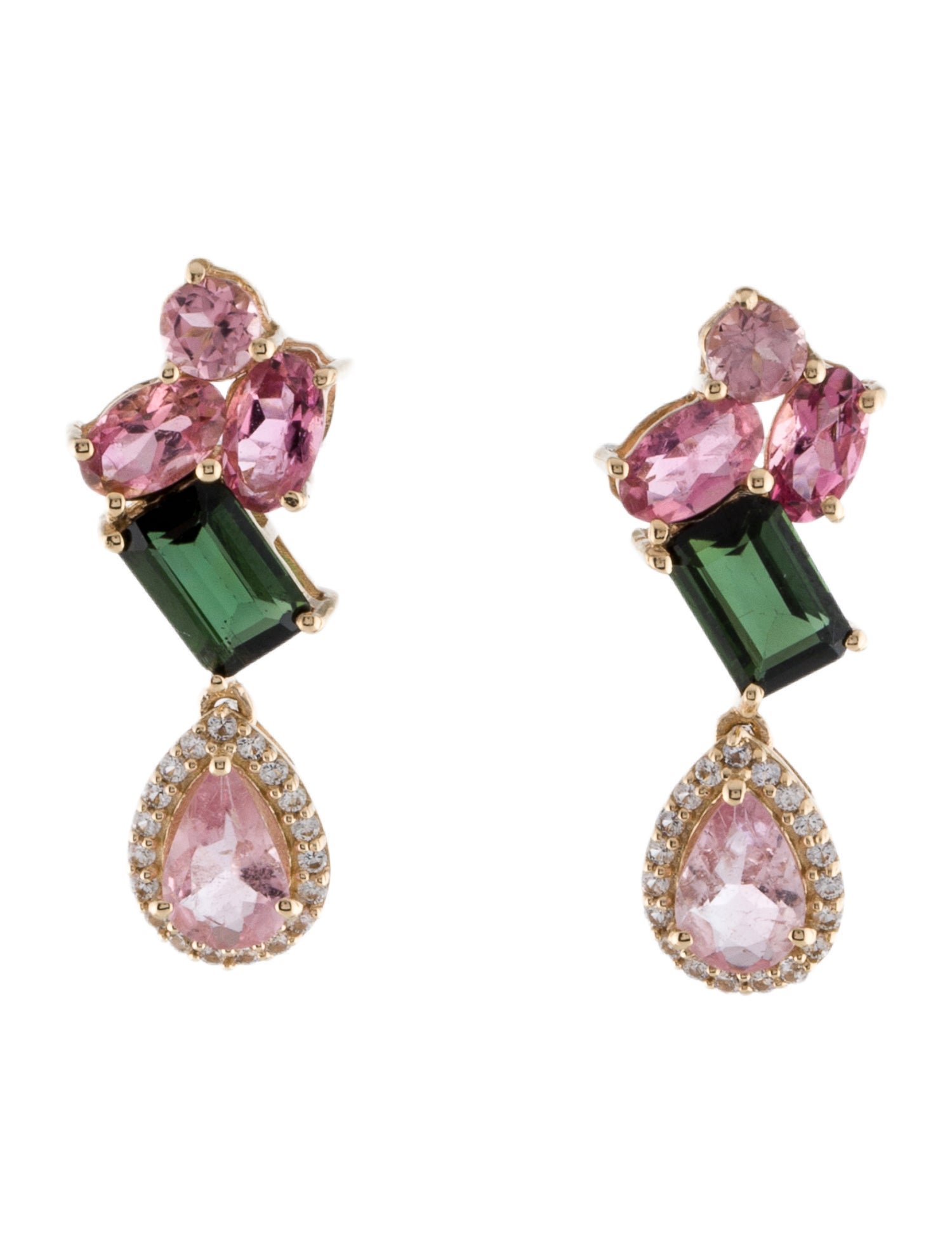Earrings 14K 2.50ctw Tourmaline & Sapphire Drop Earrings