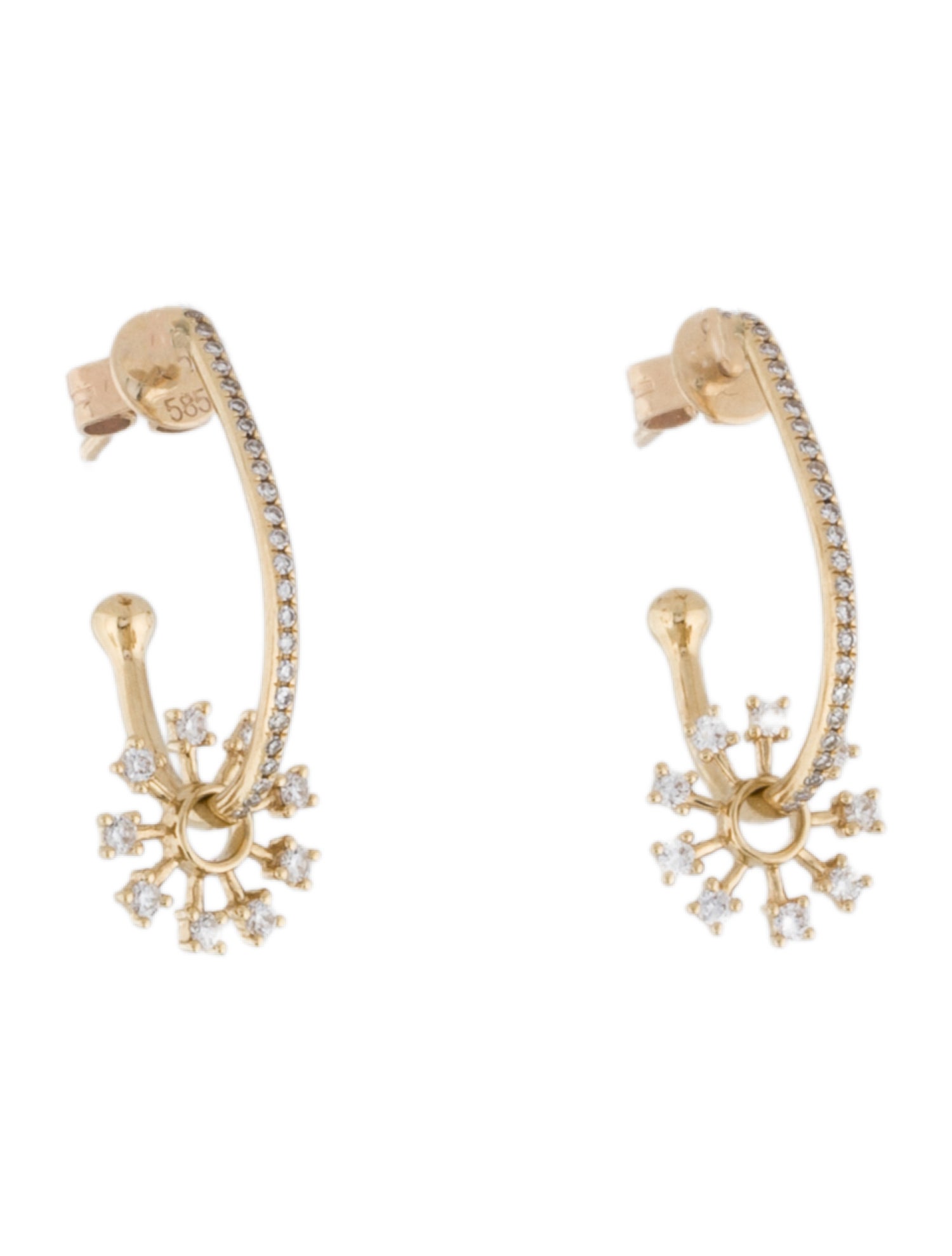 Earrings 14K Diamond Snowflake Drop