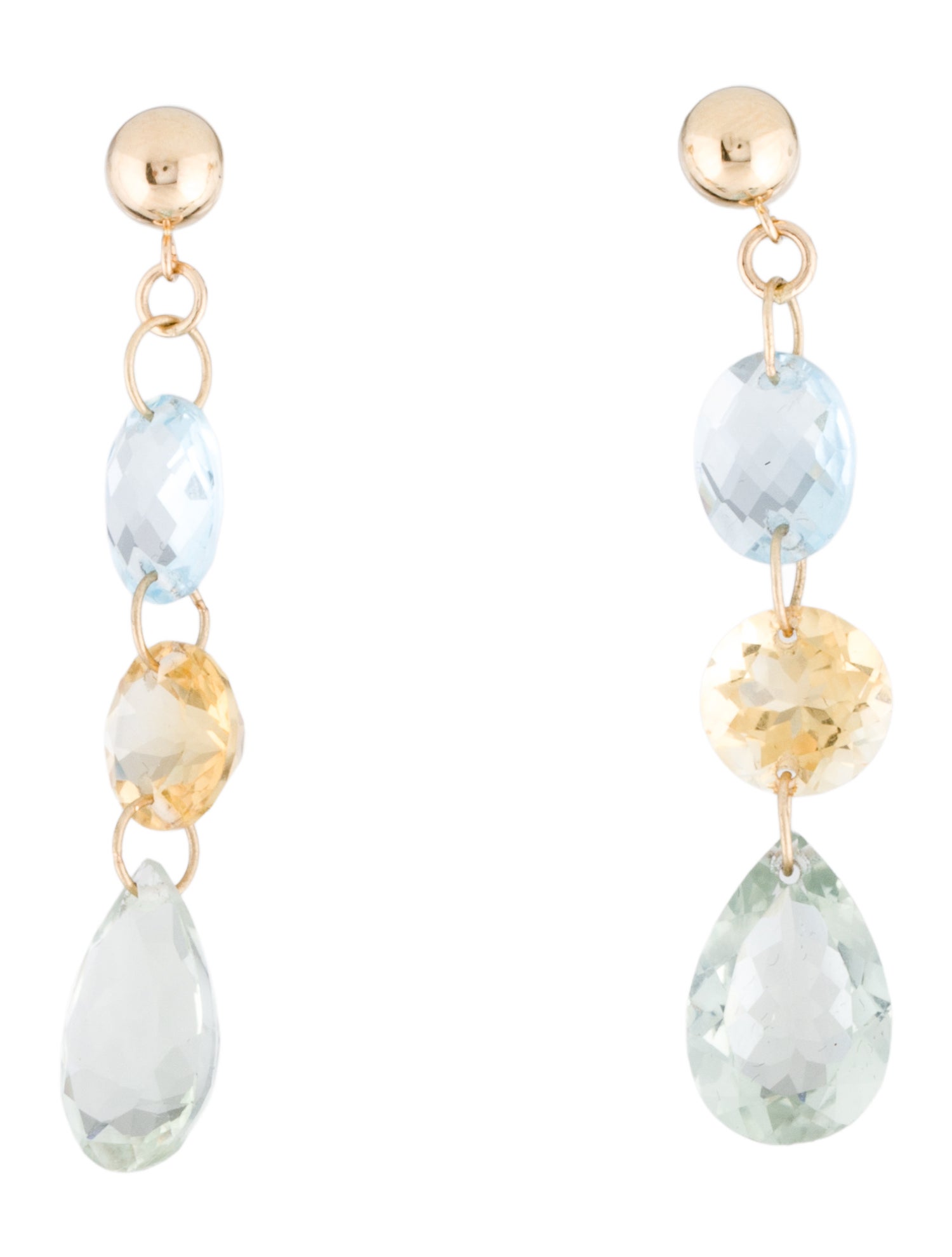 Earrings 14K Topaz, Citrine & Prasiolite Drop Earrings