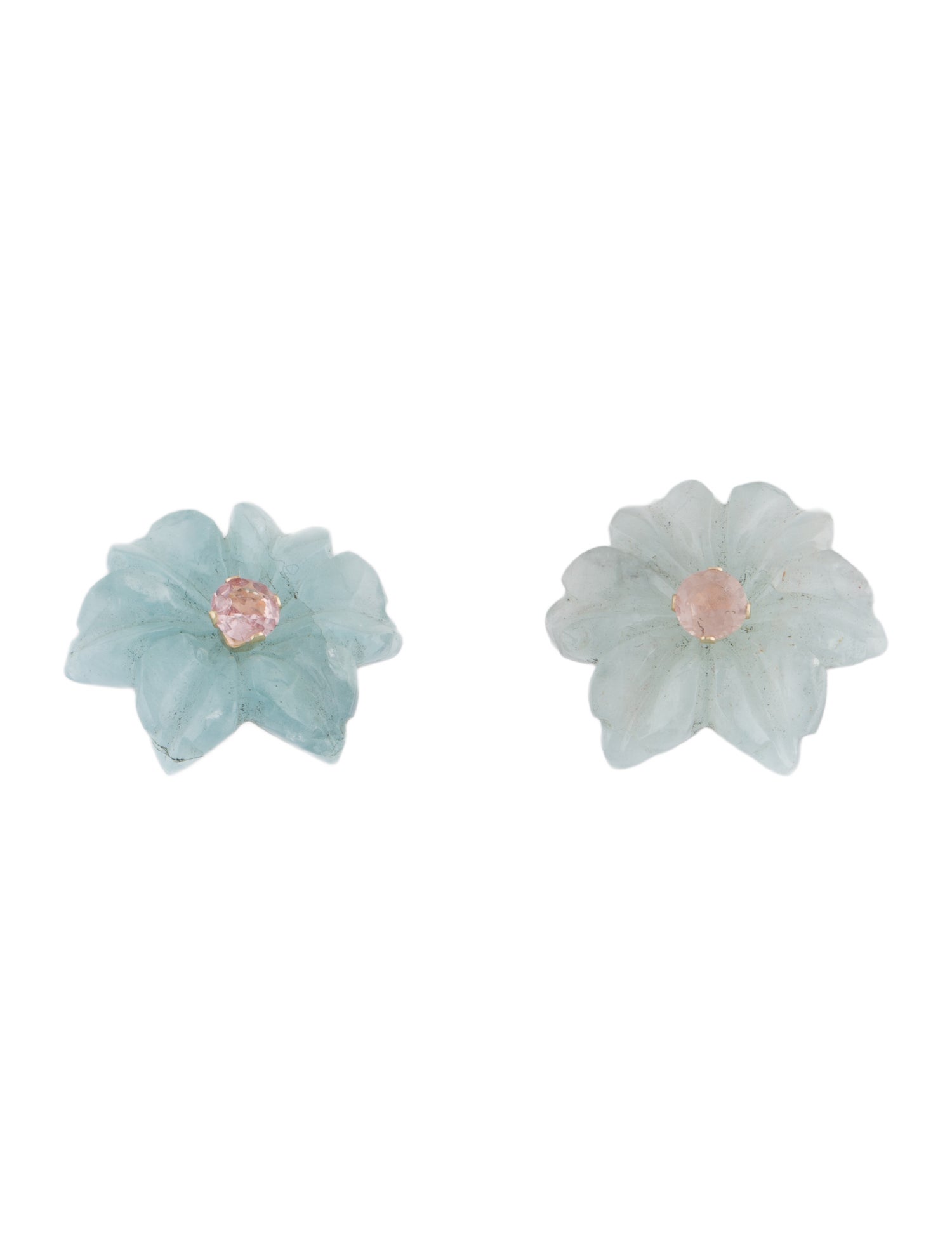 Earrings 14K Sapphire & Aquamarine Convertible Flower Jacket Stud