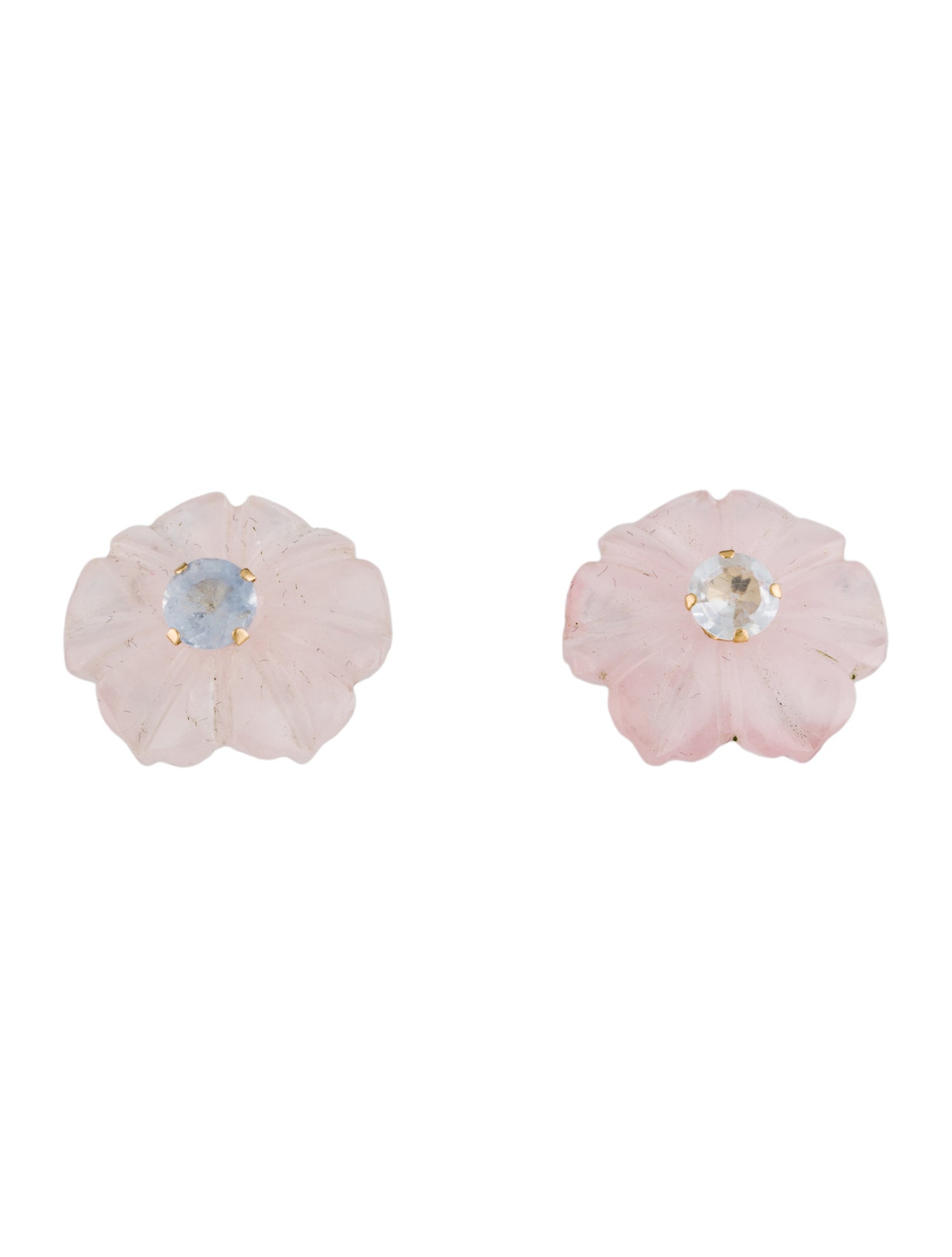 Earrings 14K Sapphire & Rose Quartz Stud