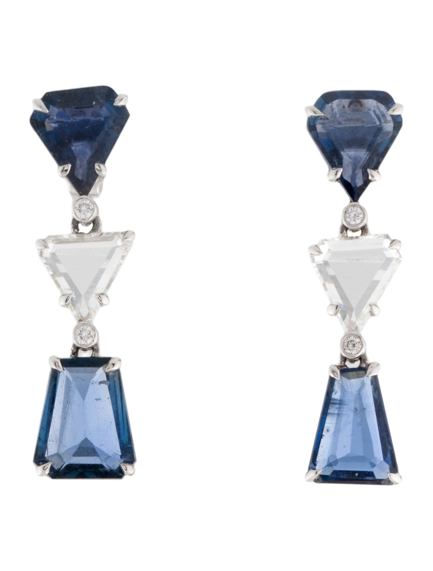 Earrings 18K 5.29ctw Sapphire & Diamond Drop