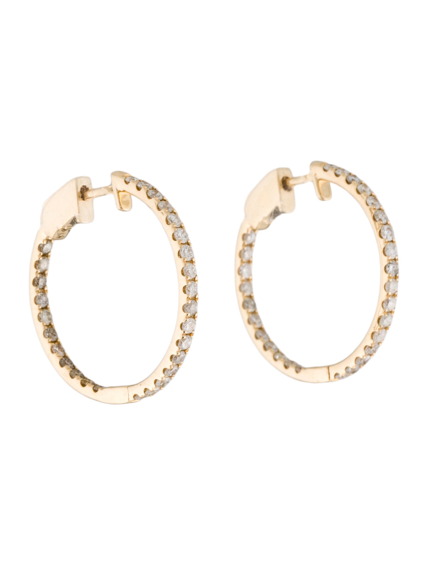 Earrings 14K 1.30ctw Diamond Inside-Out Hoop