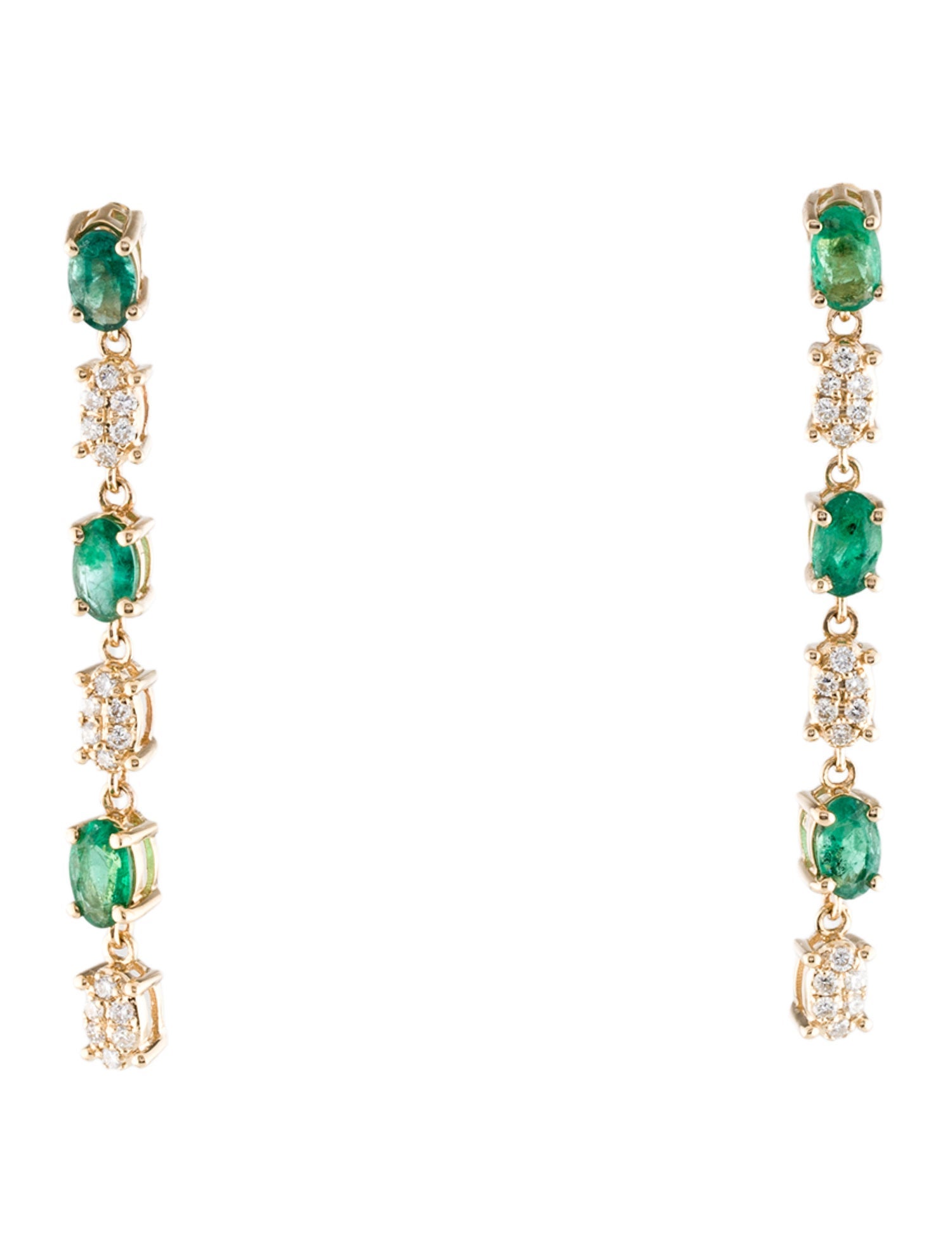 Earrings 14K 1.20ctw Emerald & Diamond Drop