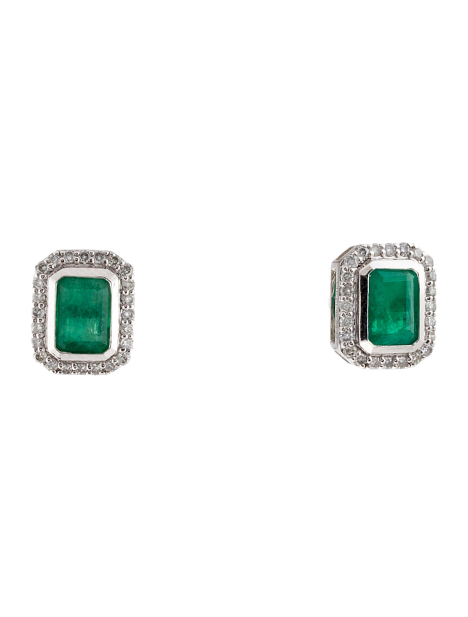 Earrings 14K Emerald & Diamond Stud
