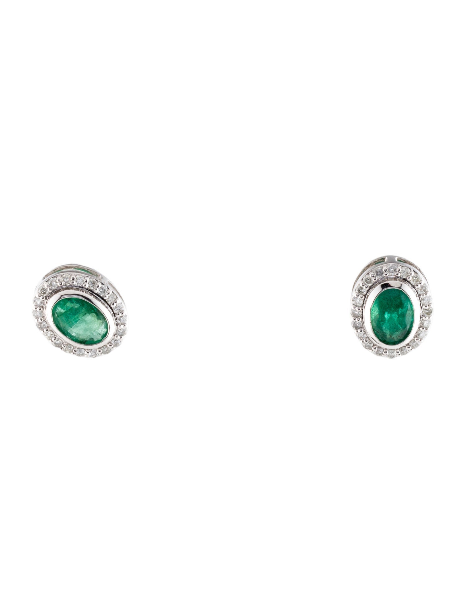 Earrings 14K 1.50ctw Emerald & Diamond Stud