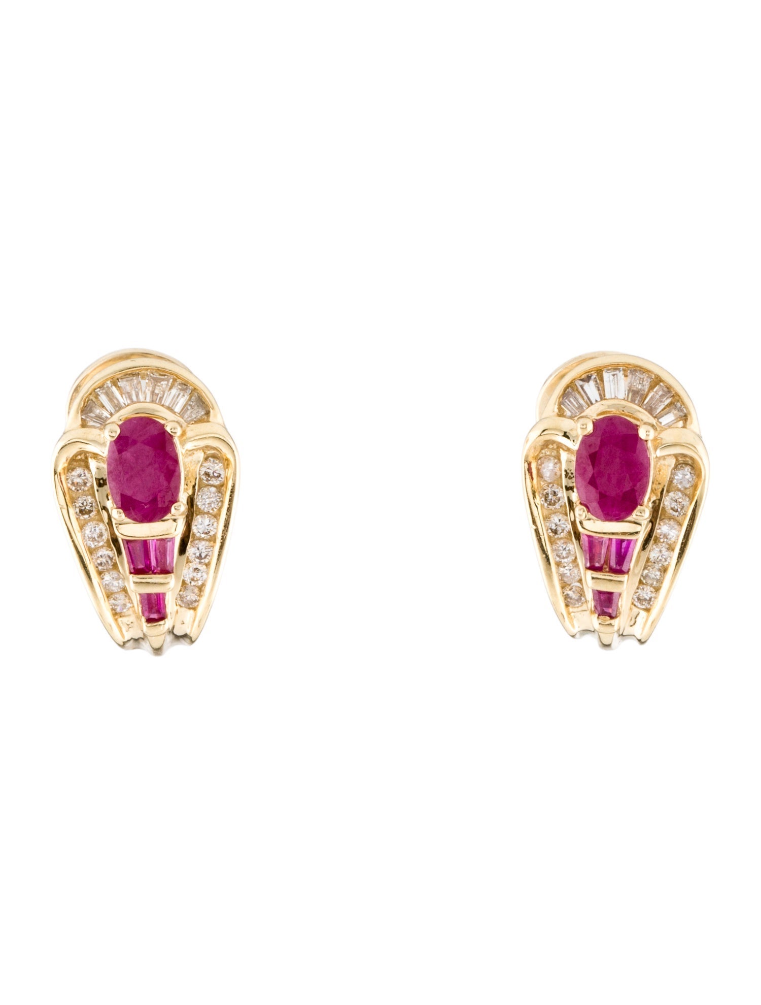 Earrings 14K 1.08ctw Ruby & Diamond Earclip Earrings
