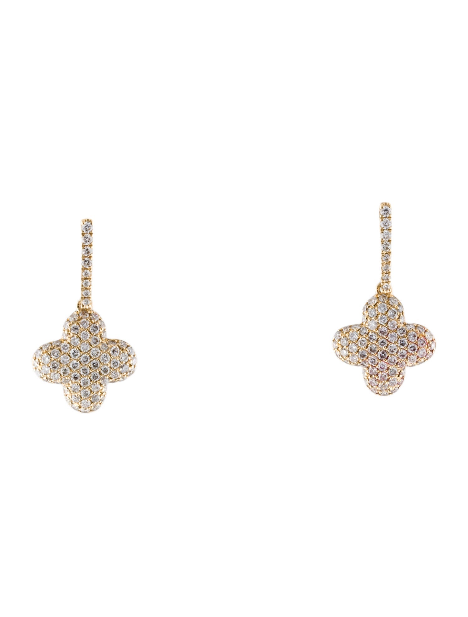 Earrings 14K Diamond Quatrefoil Drop