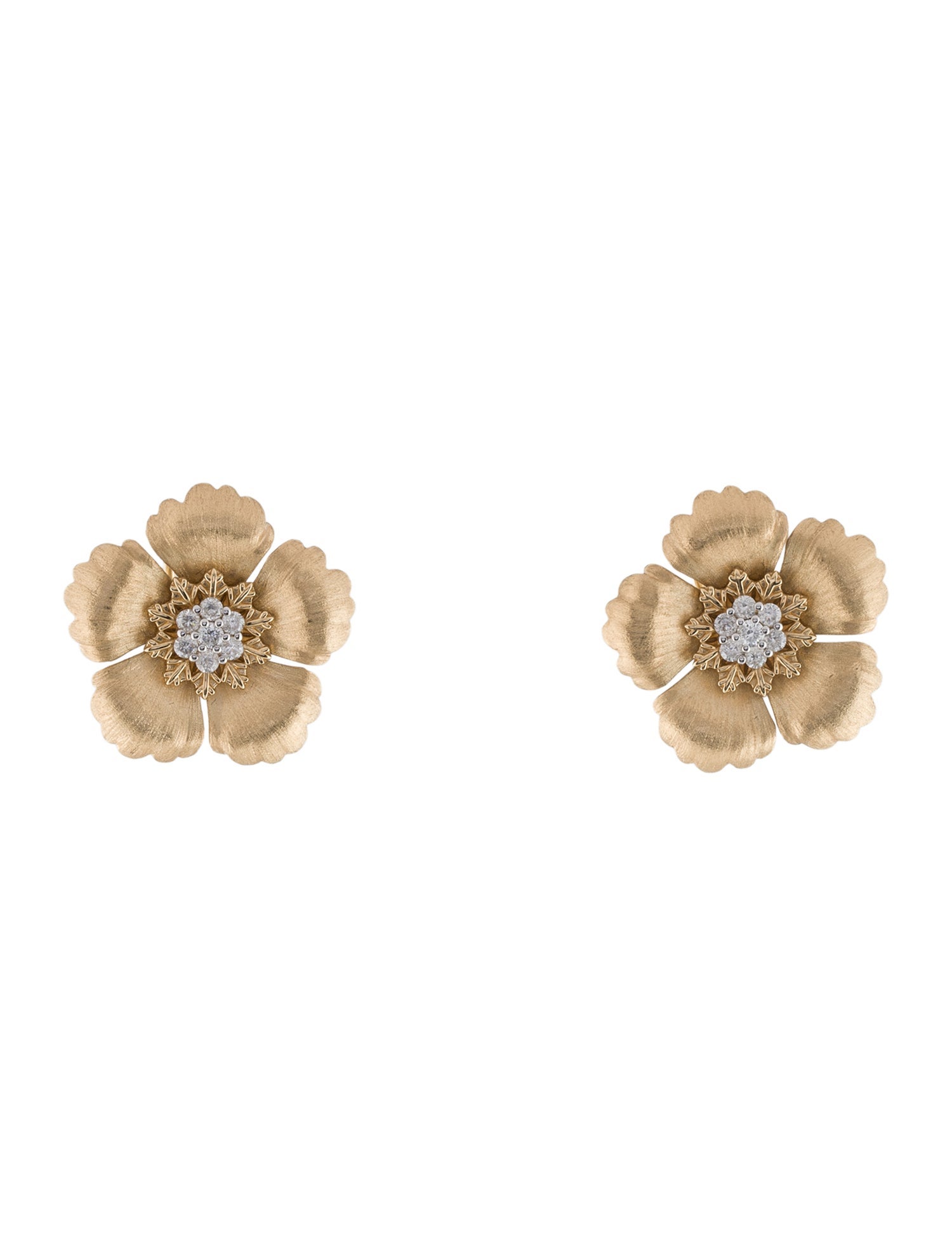 Earrings 14K Diamond Flower