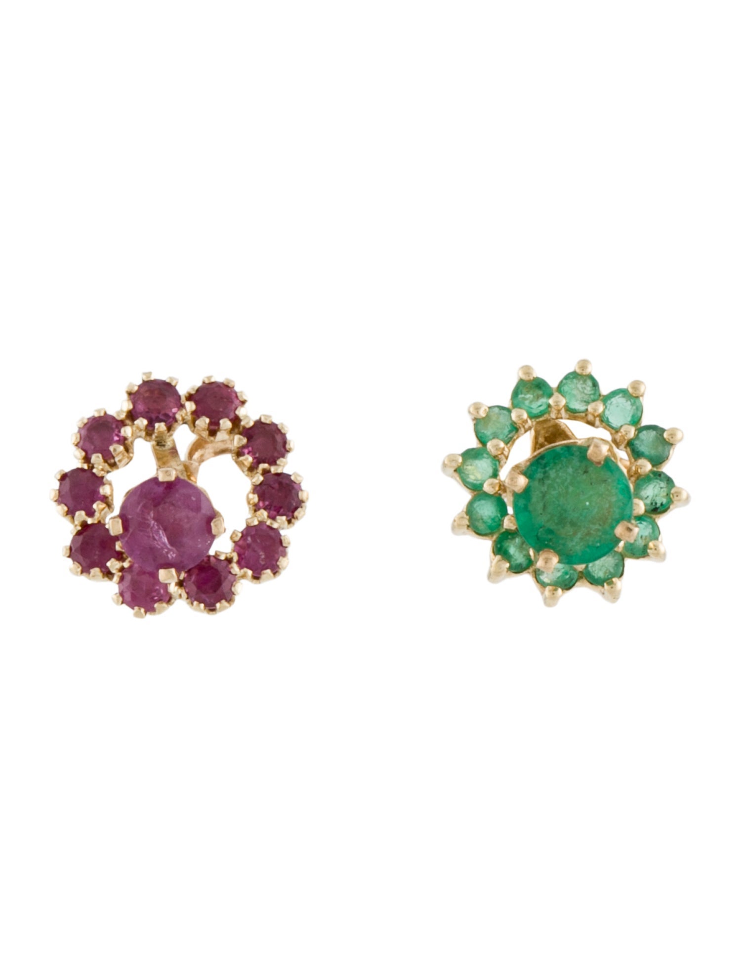 Earrings 14K Emerald & Ruby Stud
