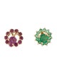 Earrings 14K Emerald & Ruby Stud Earrings
