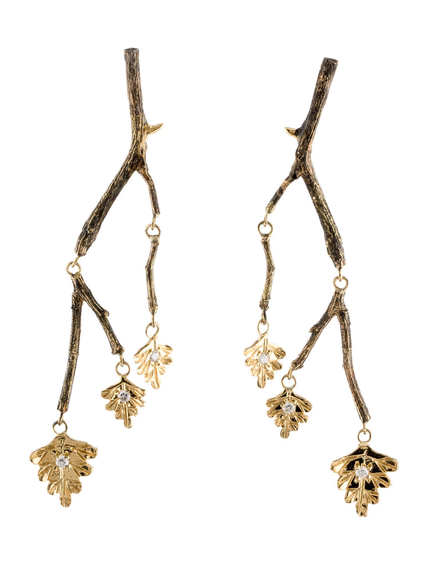 Earrings 18K Diamond Branch Chandelier