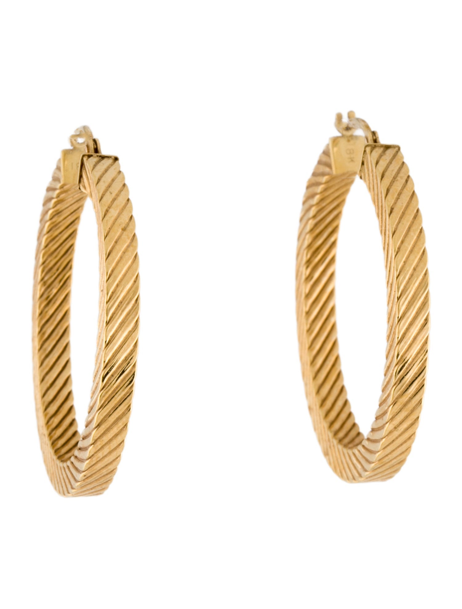 Earrings 18K Textured Hoop