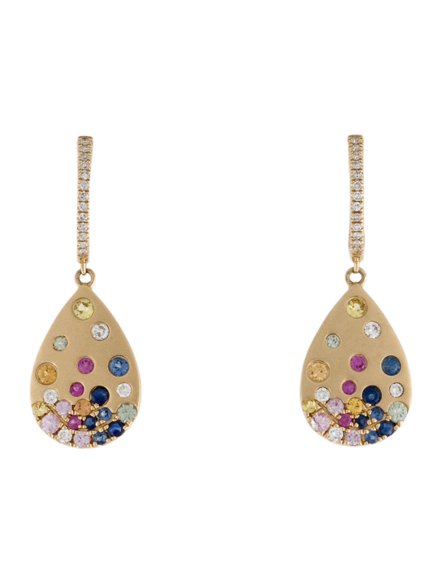 Earrings 14K Sapphire & Diamond Tear Drop