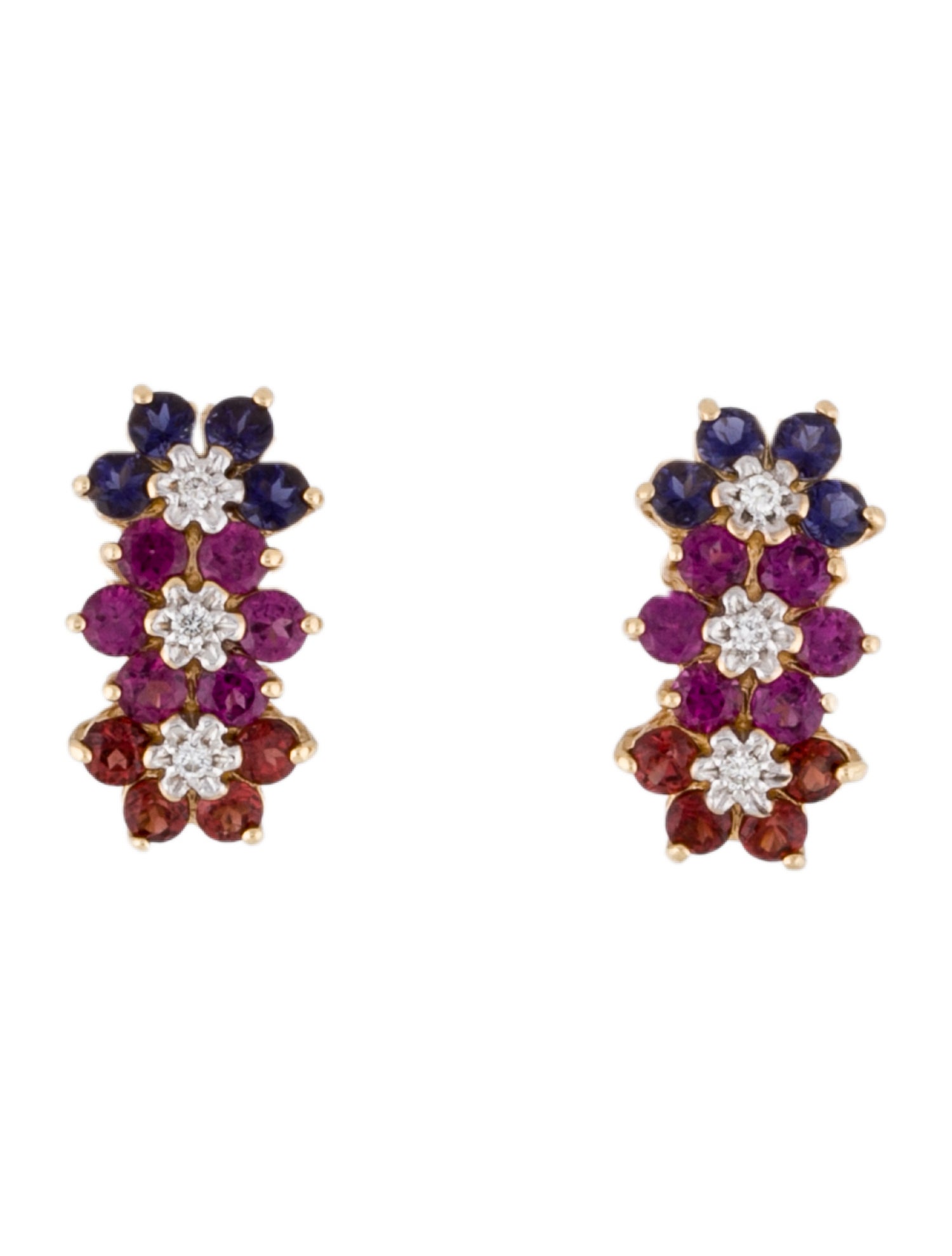 Earrings 14K Diamond & Multistone Earclip