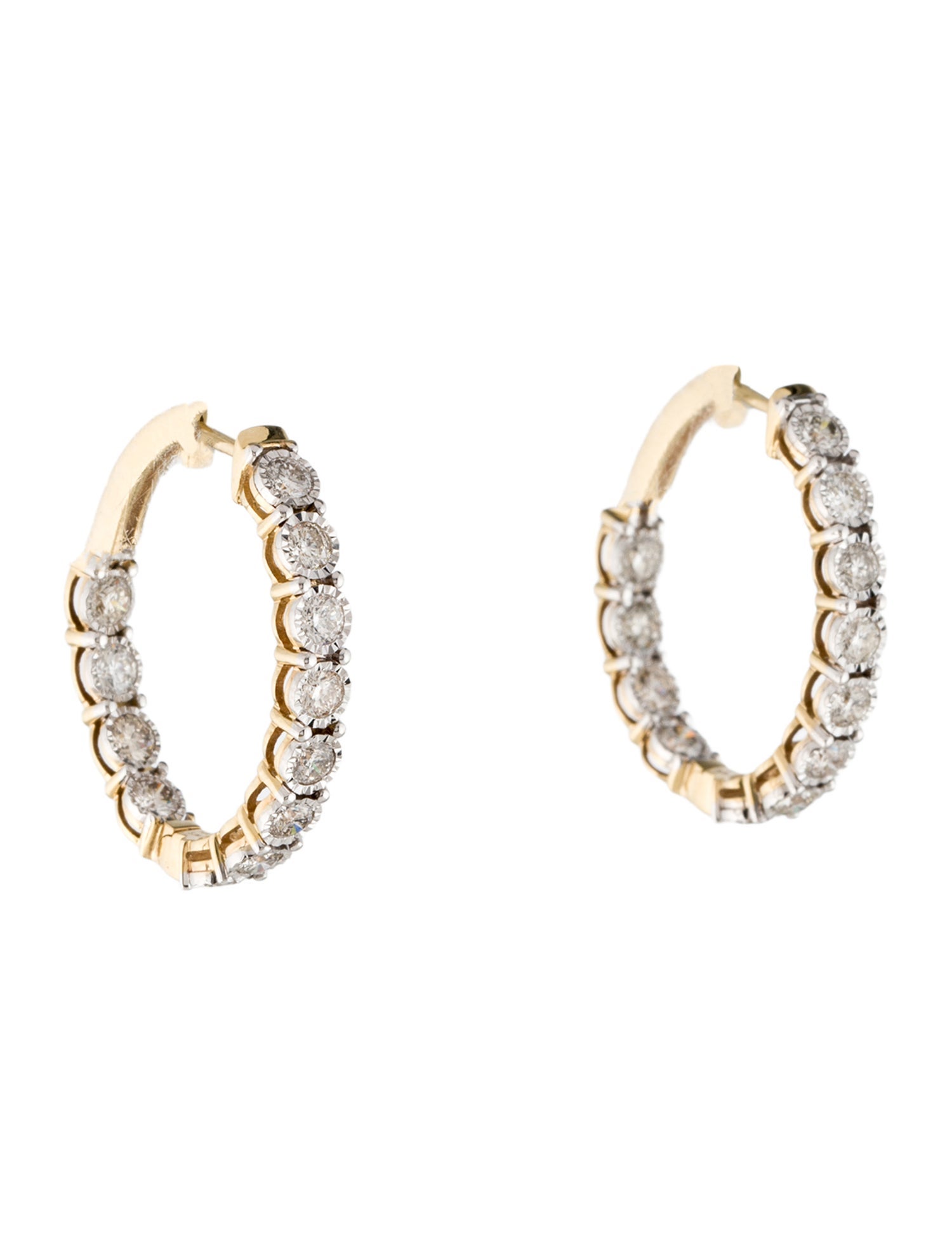Earrings 14K 1.50ctw Diamond Inside-Out Hoop