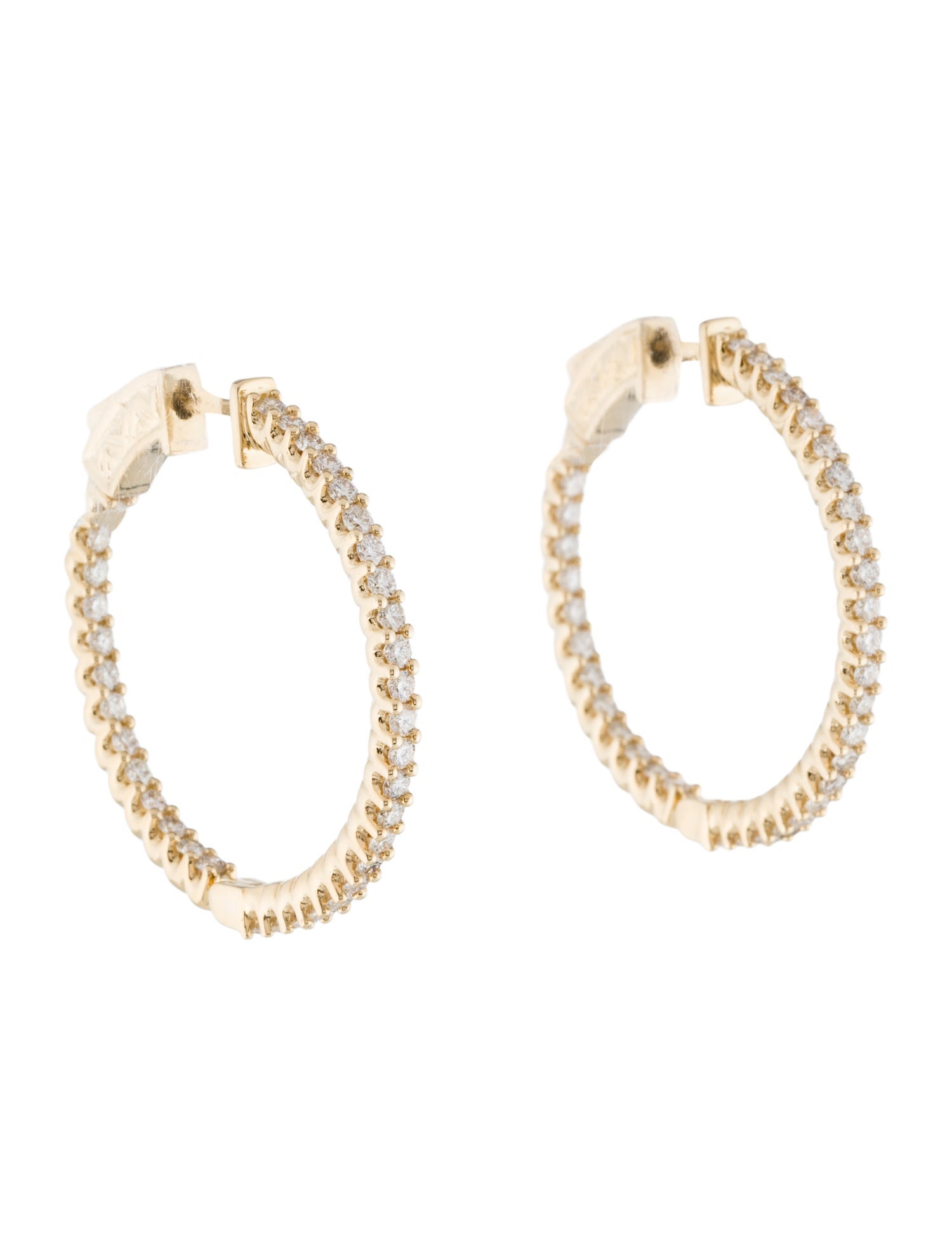 Earrings 14K 1.50ctw Diamond Inside-Out Hoop