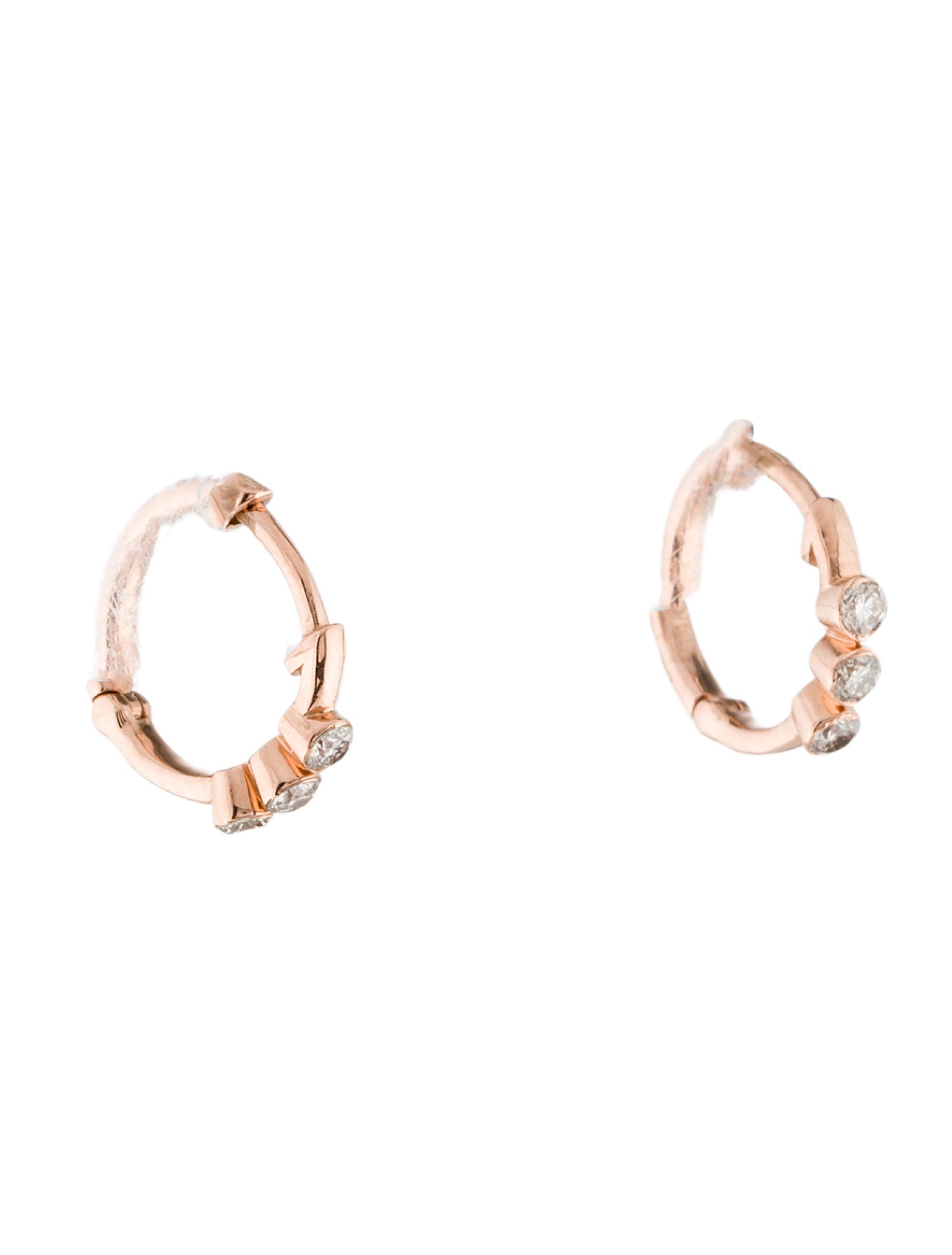 Earrings 14K Diamond Small Hoop