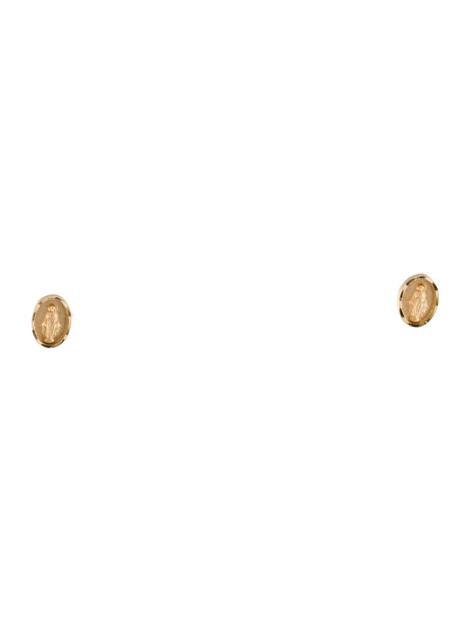 Earrings 14K Virgin Mary Oval Stud Earrings