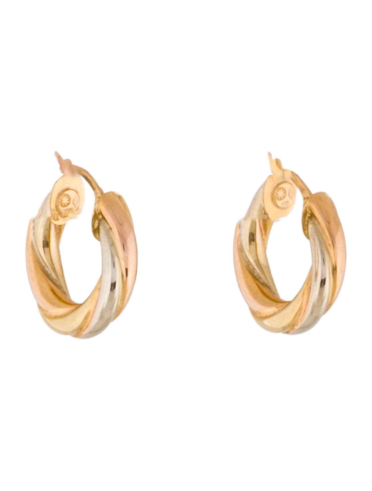 Earrings Charles Garnier 18K Tri-Color Twist Design Hoop