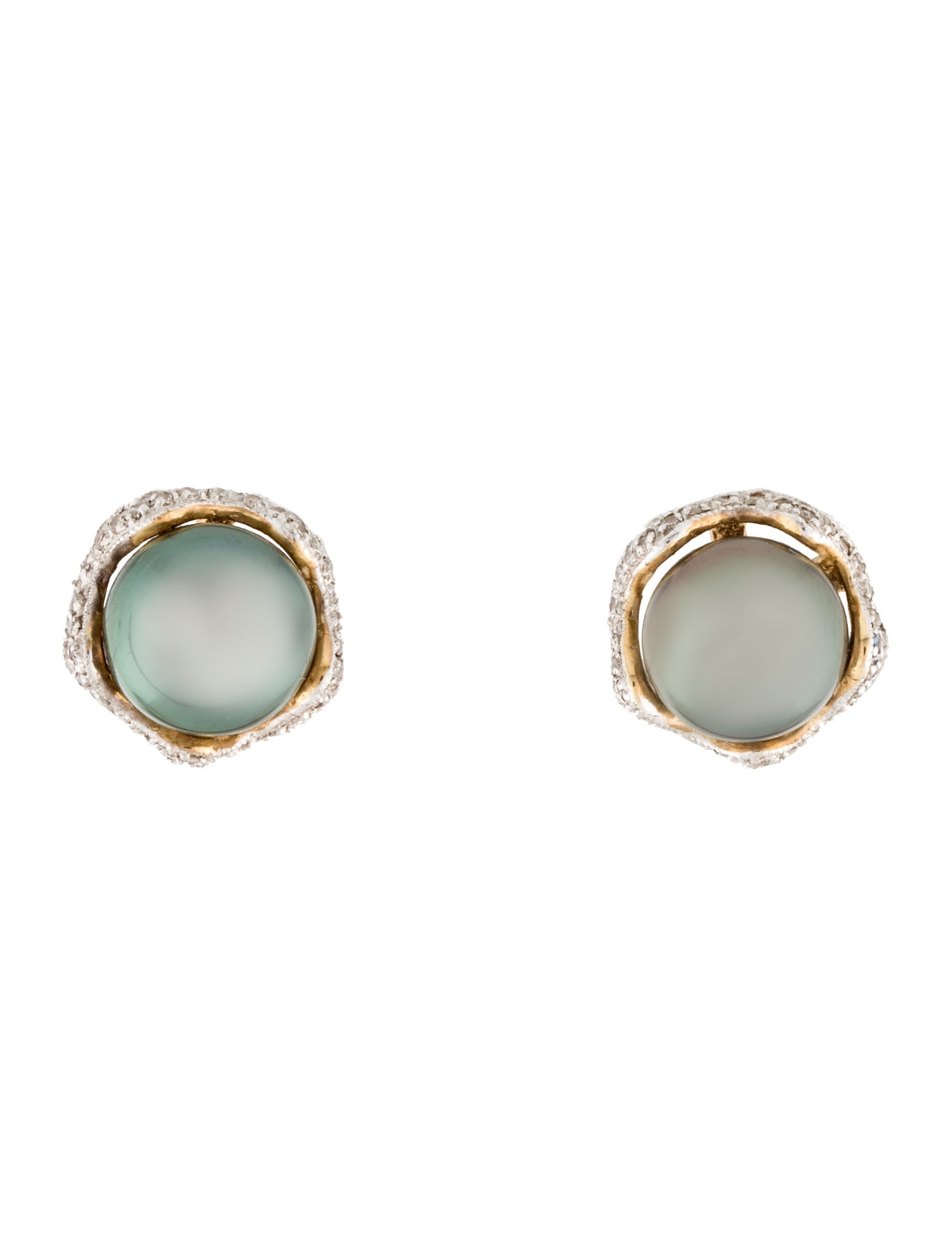 Earrings 14K Pearl & Diamond Stud