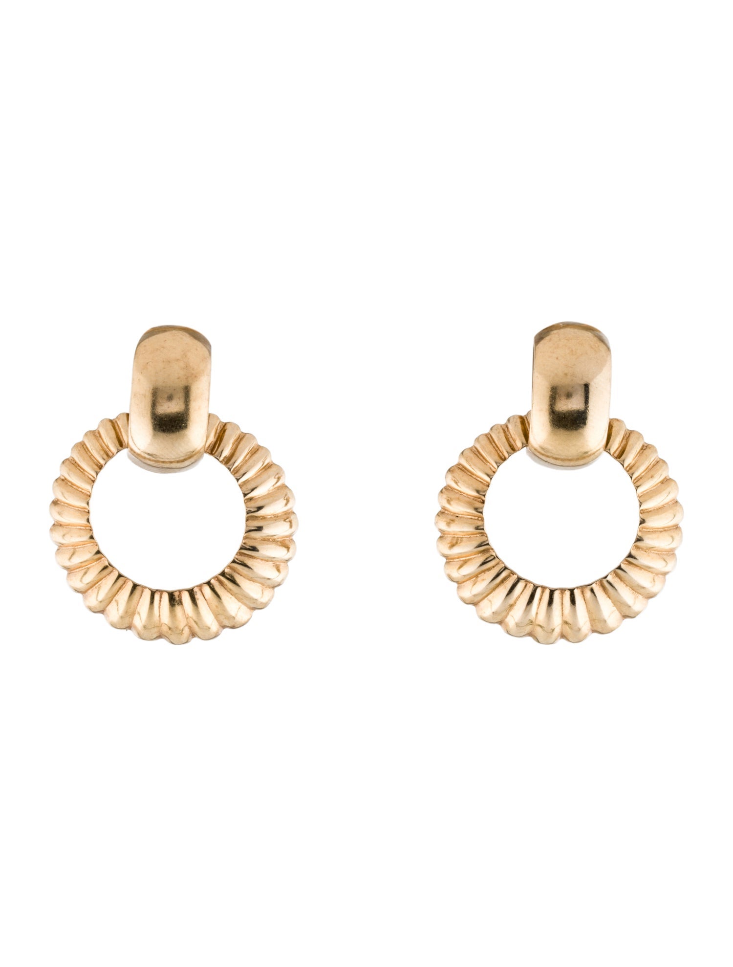 Earrings 14K Scalloped Drop Clip-On Earring