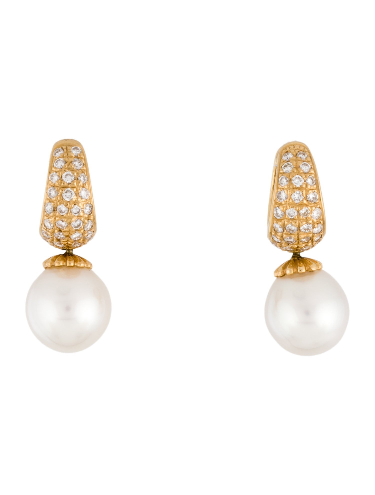 Earrings 18K Pearl & Diamond Drop