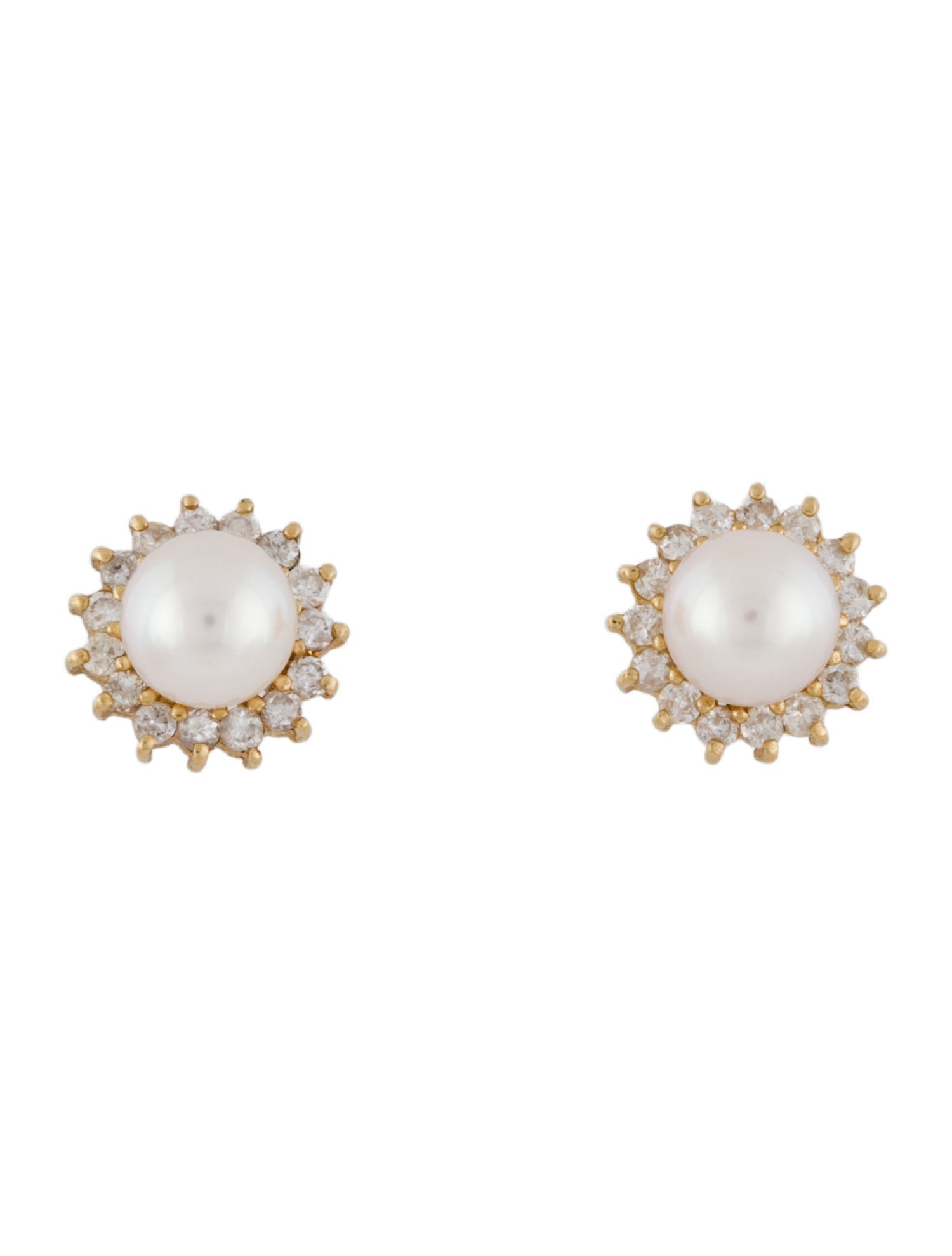 Earrings 14K Pearl & Diamond Halo Convertible Jacket Studs