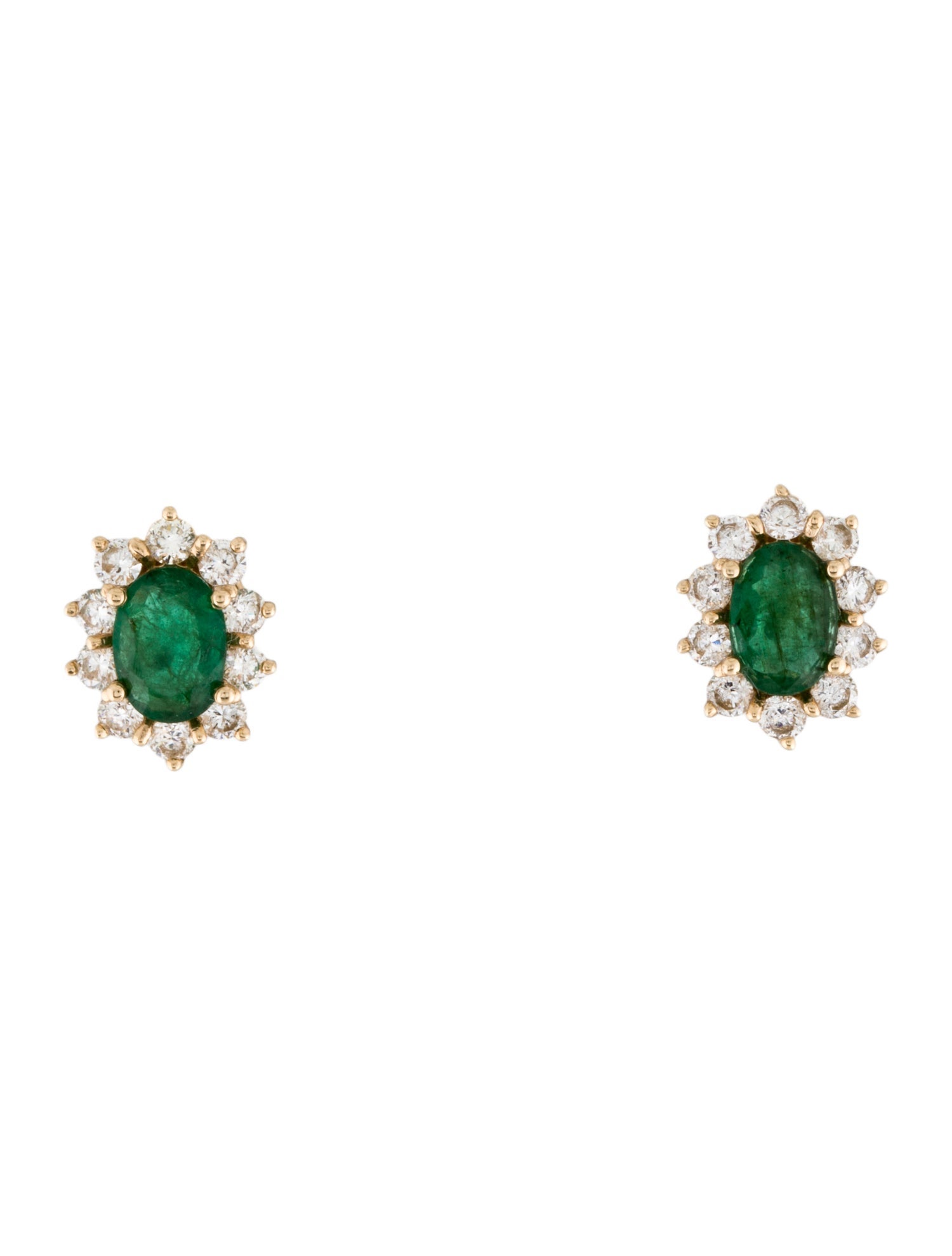 Earrings 14K Emerald & Diamond Stud