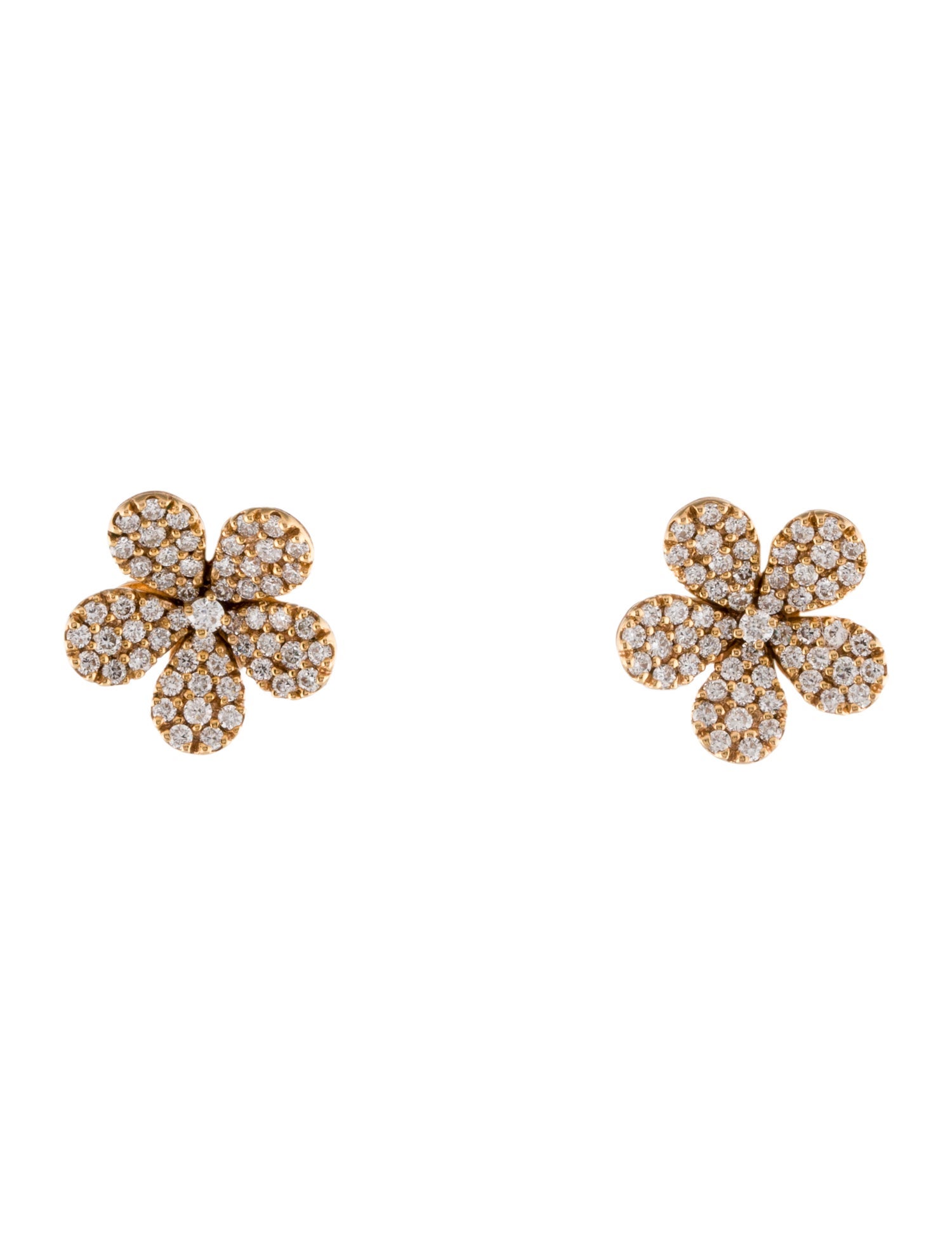 Earrings 18K 1.73ctw Diamond Flower Stud