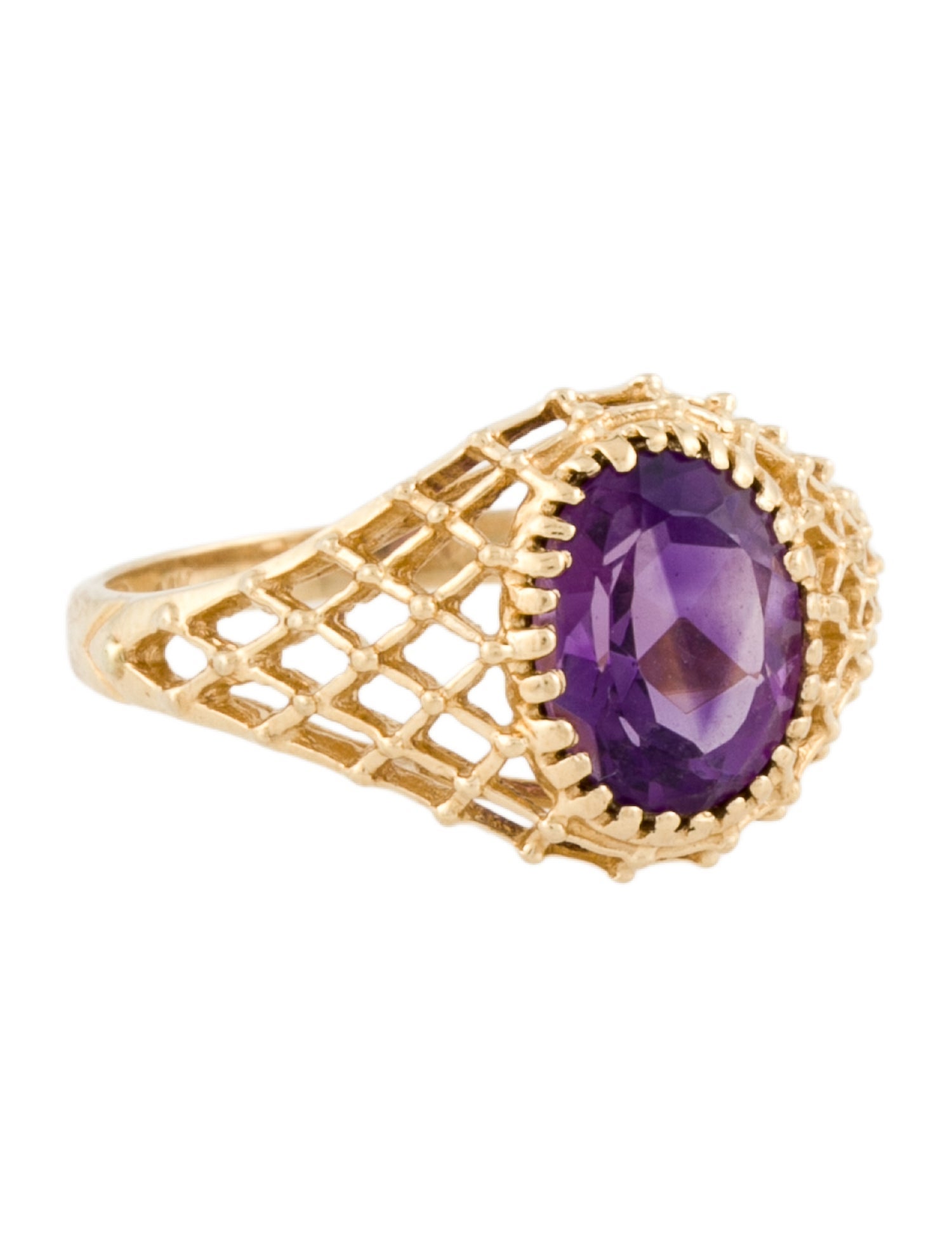Earrings 14K 2.09ct Amethyst Cocktail Ring