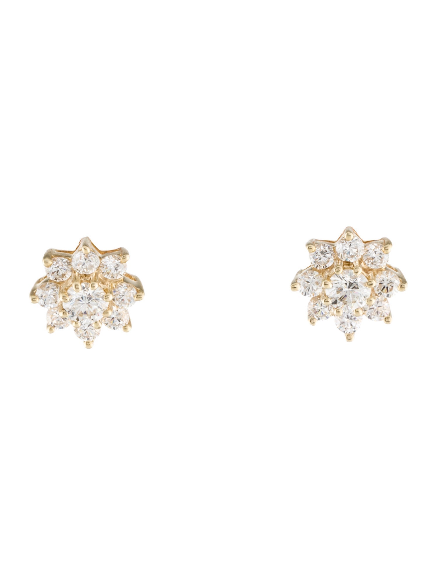 Earrings 14K Diamond Cluster Stud Earrings