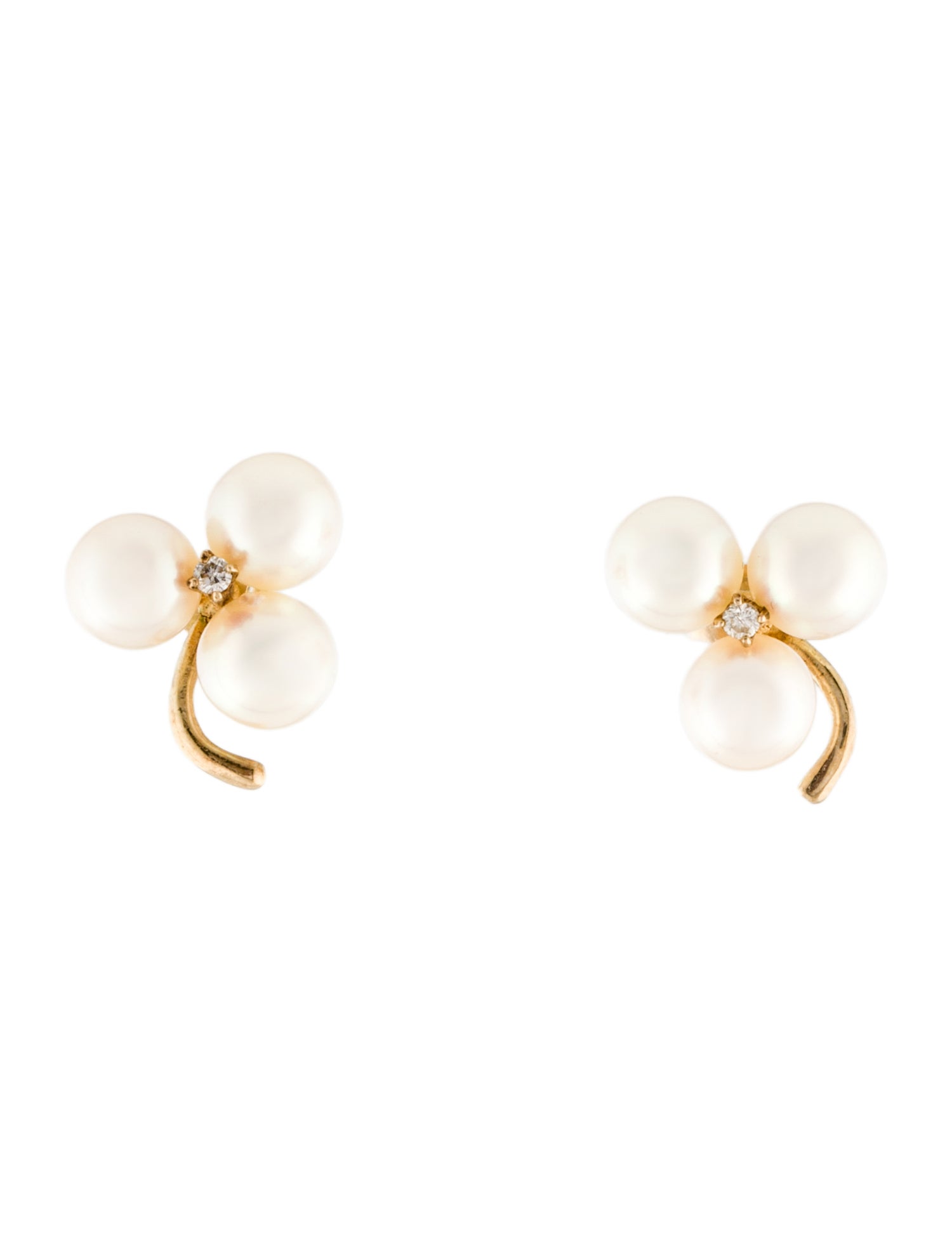 Earrings 14K Pearl & Diamond Stud