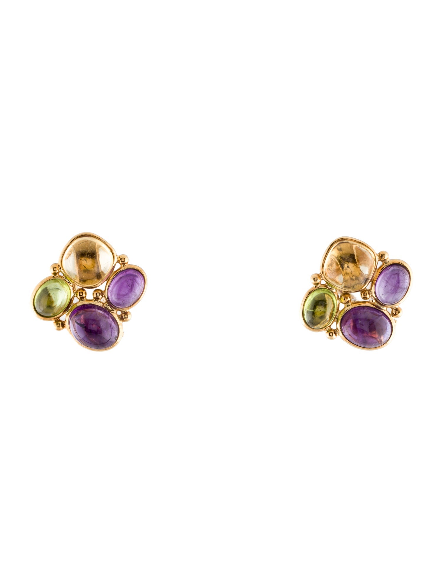 Earrings Rajola 18K Amethyst, Citrine & Peridot Earclip