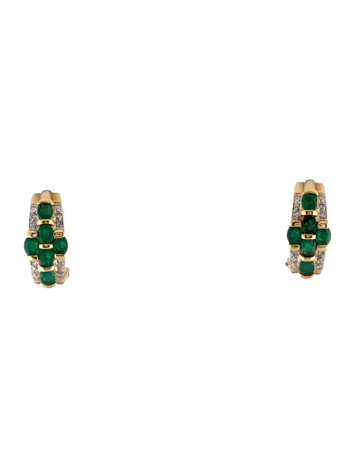 Earrings 18K 1.97ctw Emerald & Diamond Earclips