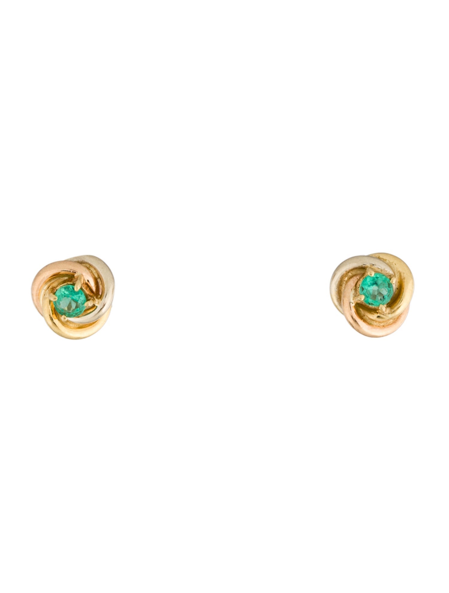 Earrings 18K Emerald Knot Stud Earrings