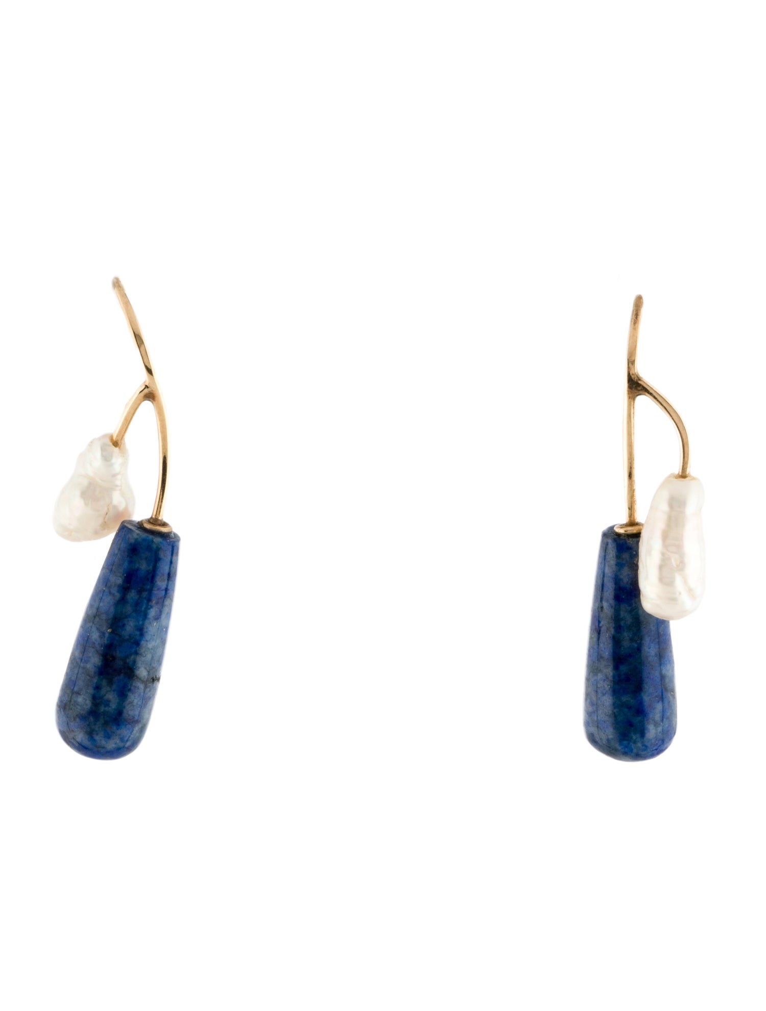 Earrings 14K Pearl & Lapis Lazuli Drop Earrings