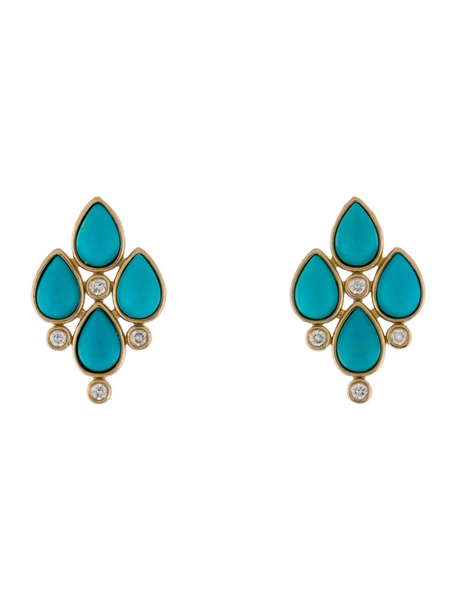 Earrings 14K Turquoise & Diamond Stud