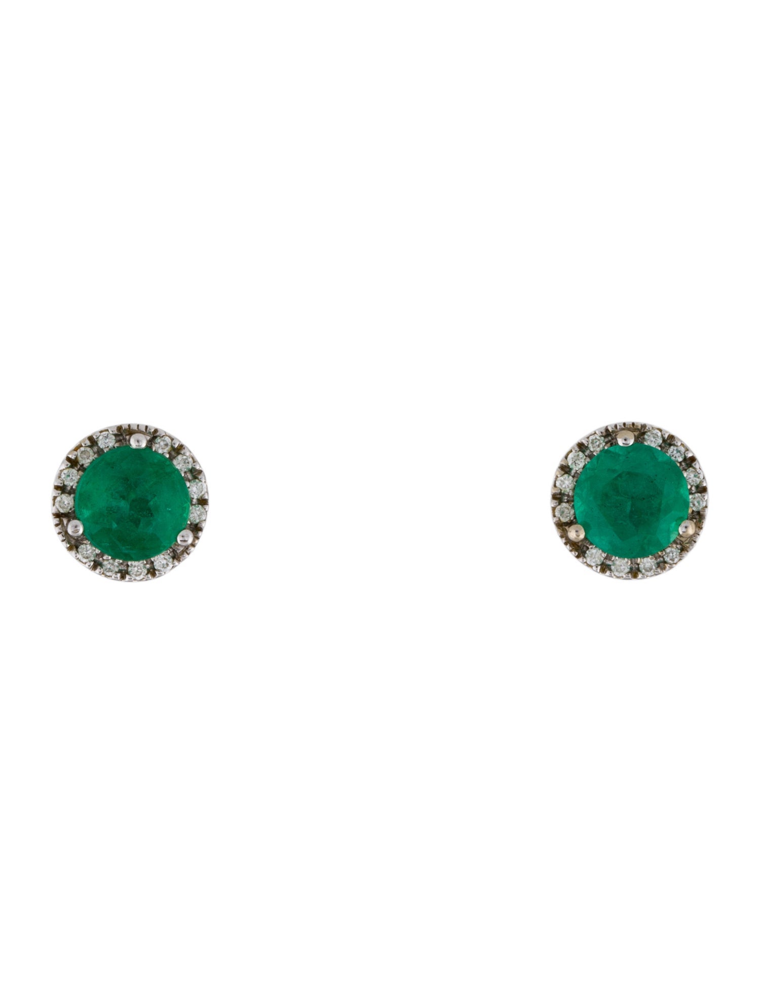 Earrings 14K 1.26ctw Emerald & Diamond Stud