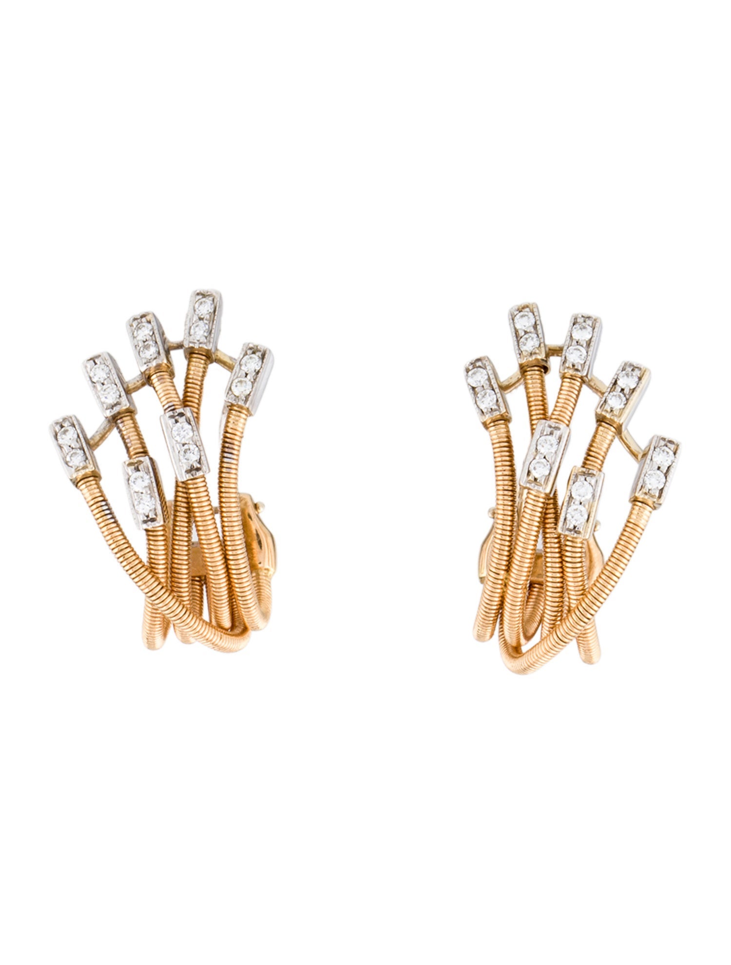 Earrings 18K Diamond Cable Earclips