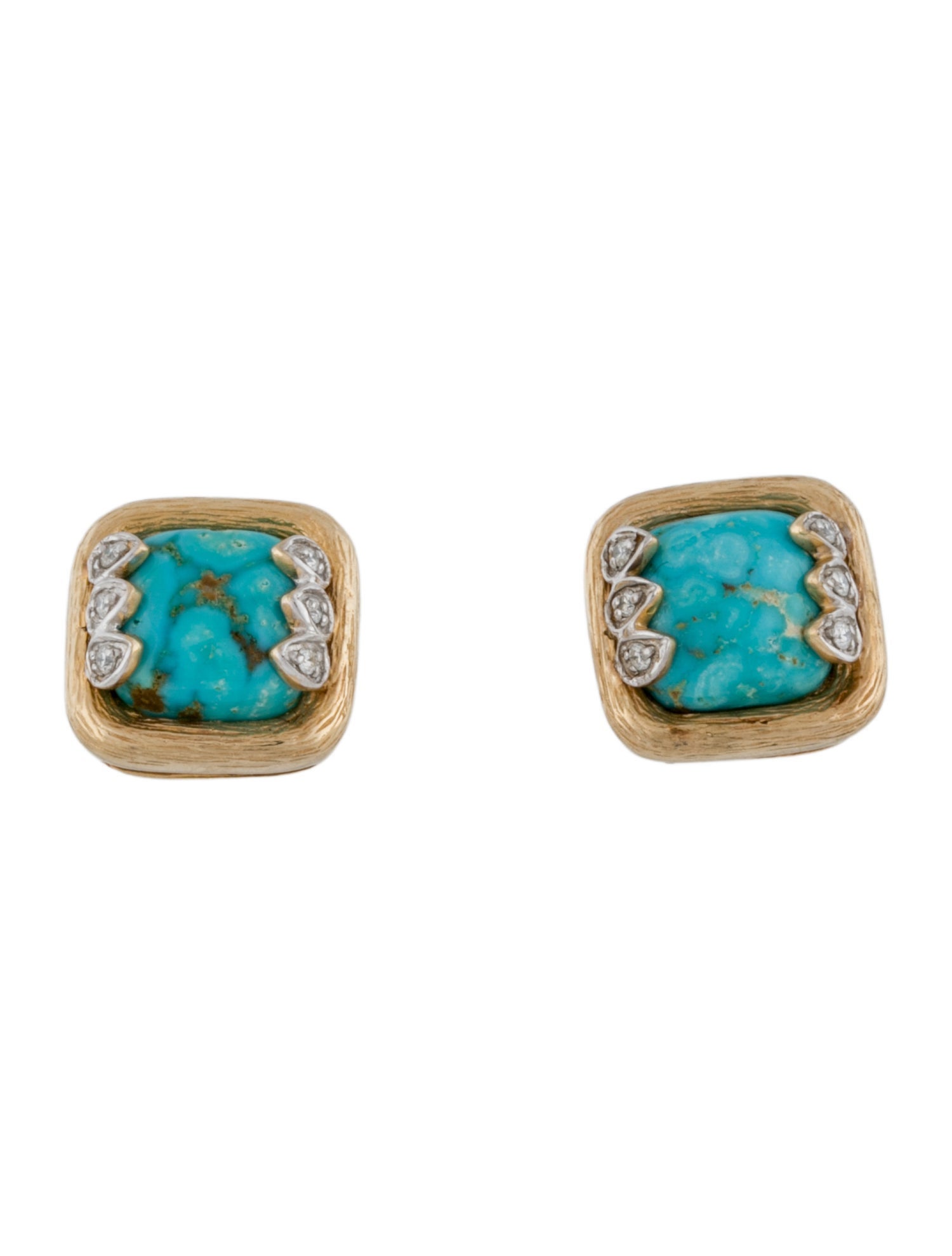 Earrings 14K Turquoise & Diamond Stud