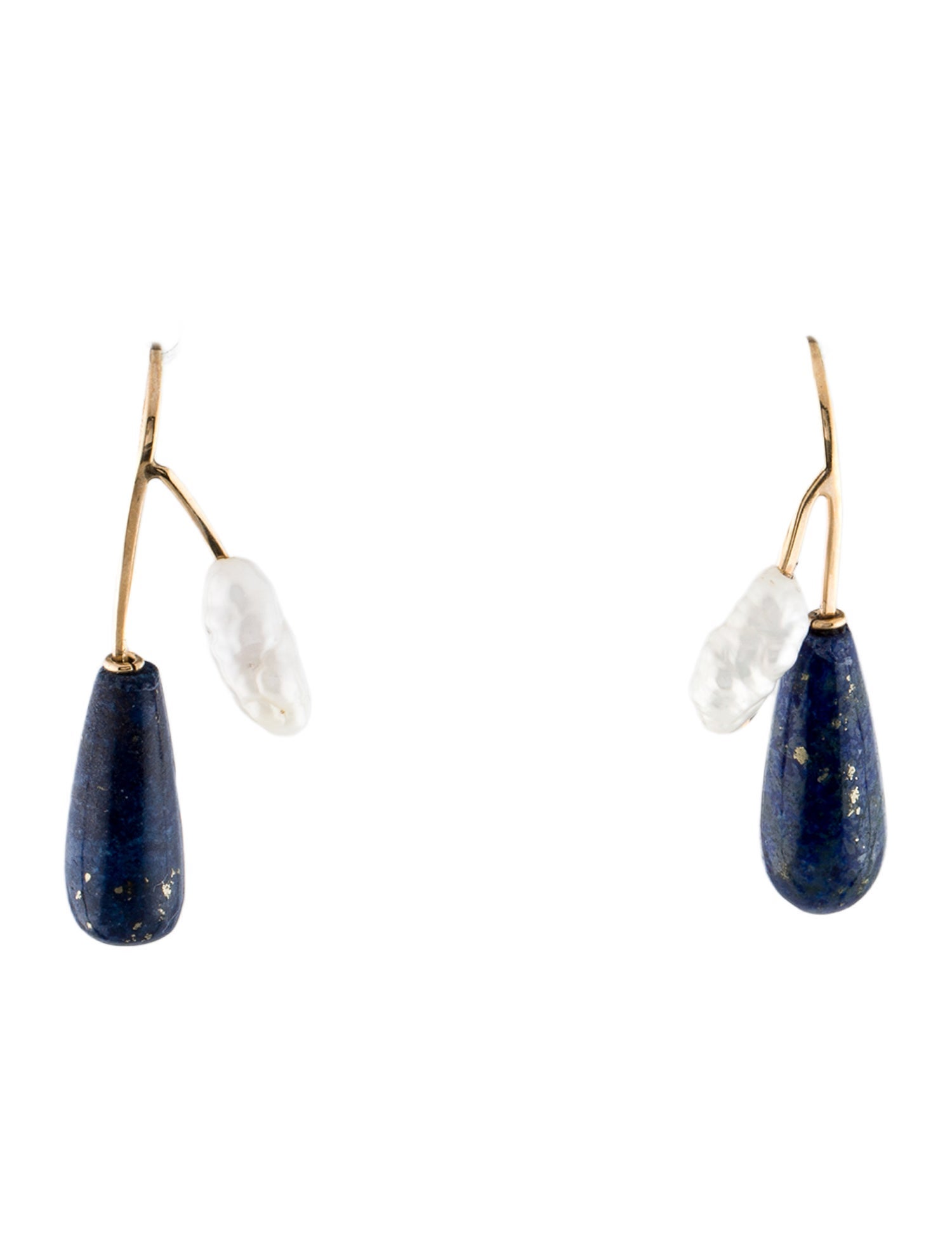Earrings 14K Pearl & Lapis Lazuli Drop
